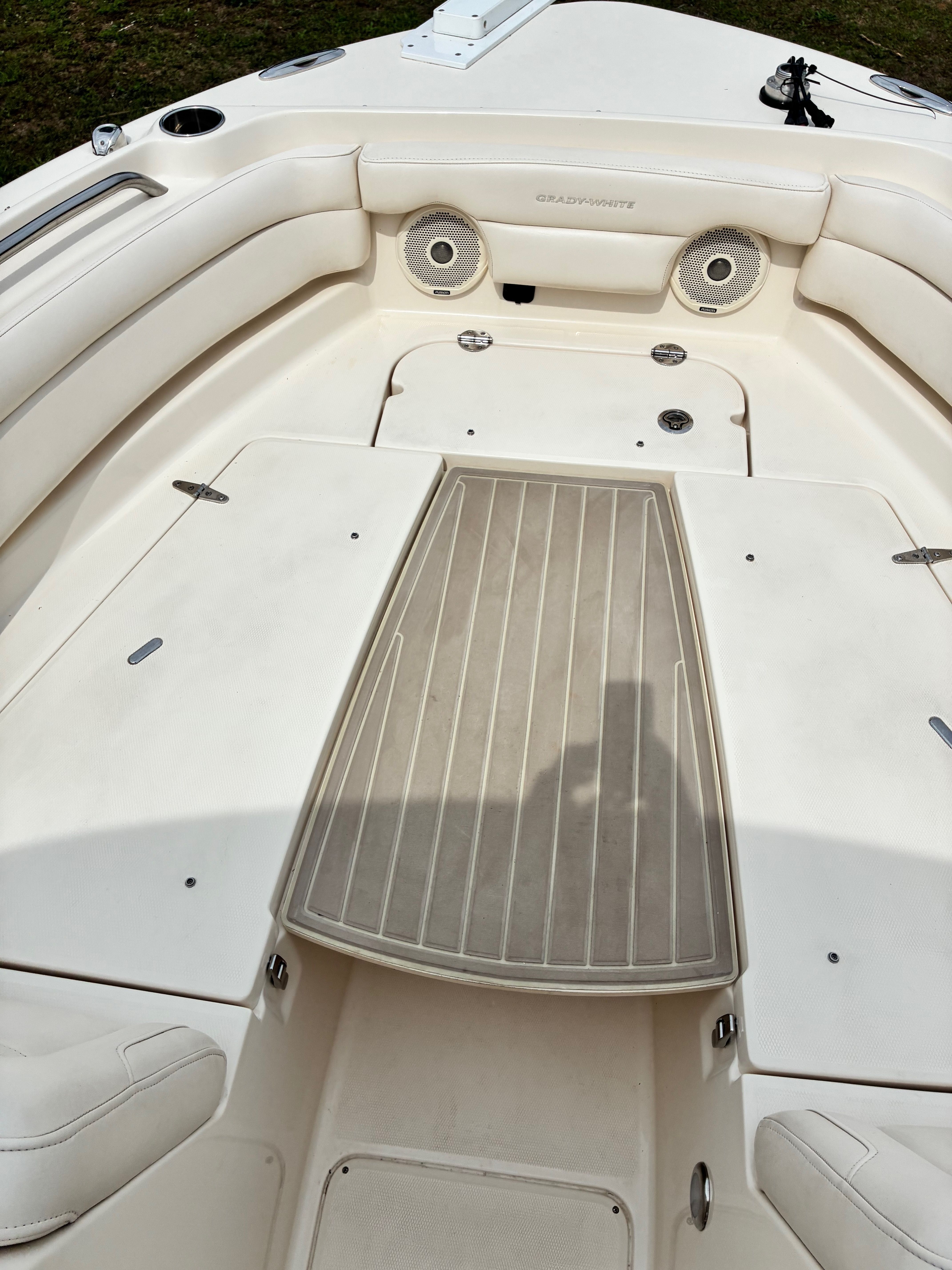 Interior of a 2018 Grady-White Freedom 235 boat.