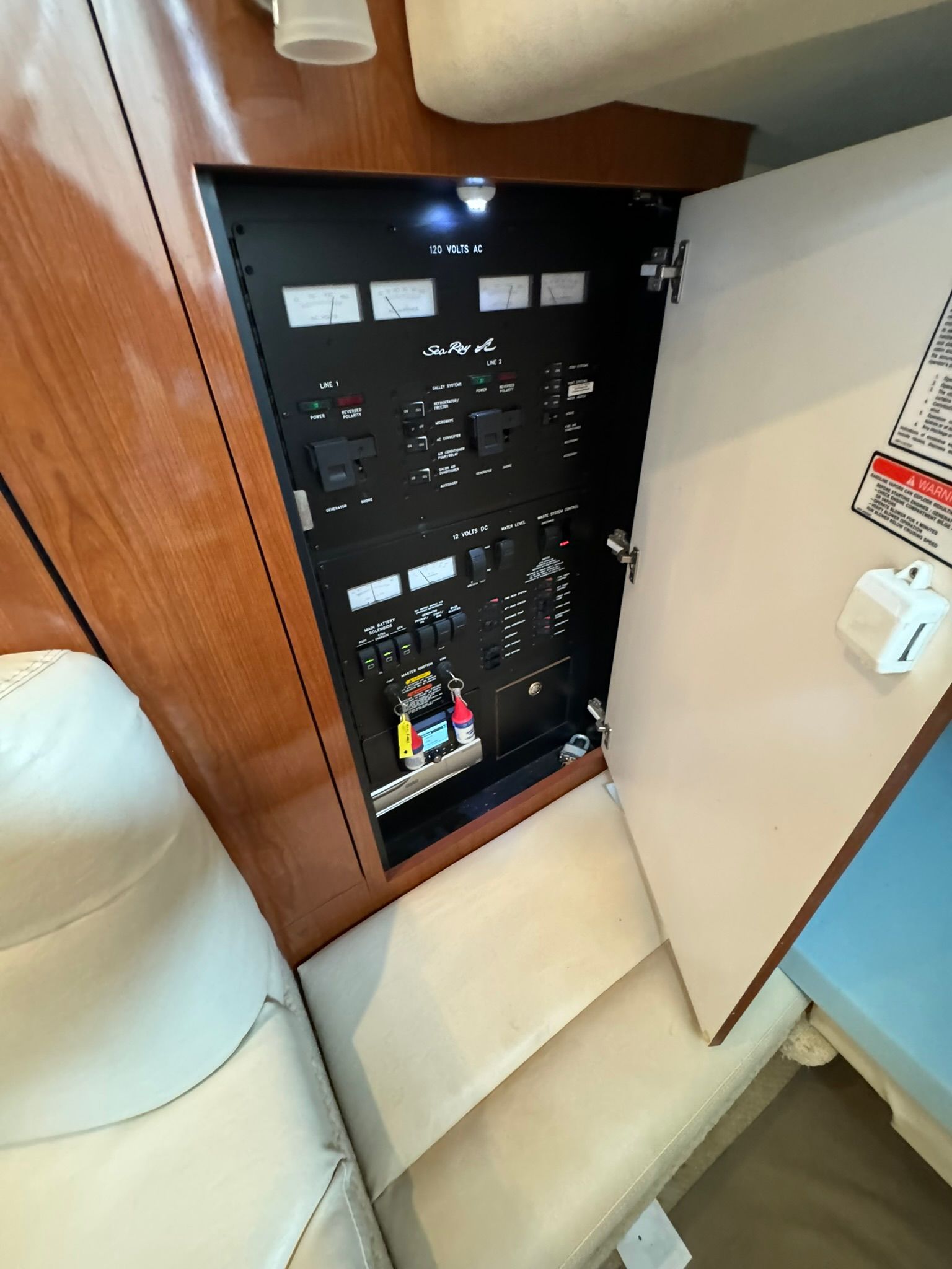 Electrical panel of 2002 Sea Ray 360 Sundancer.