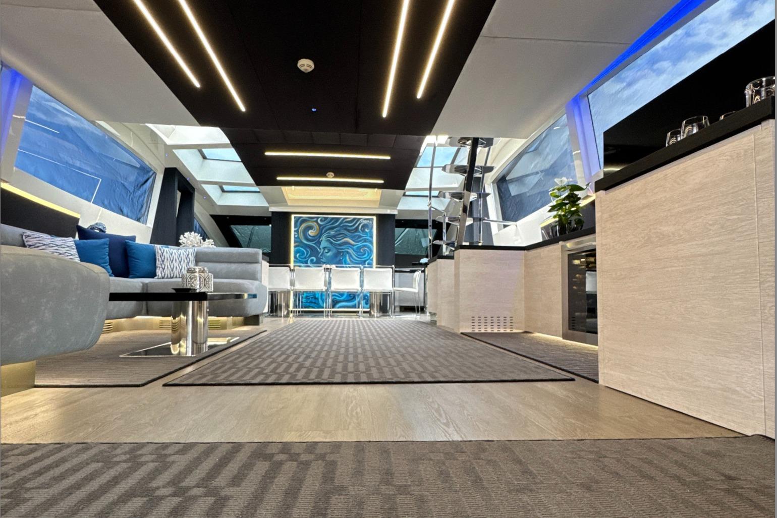 Luxurious interior of 2009 Cerri Cantieri Navali 102 yacht with modern design and elegant furnishings.