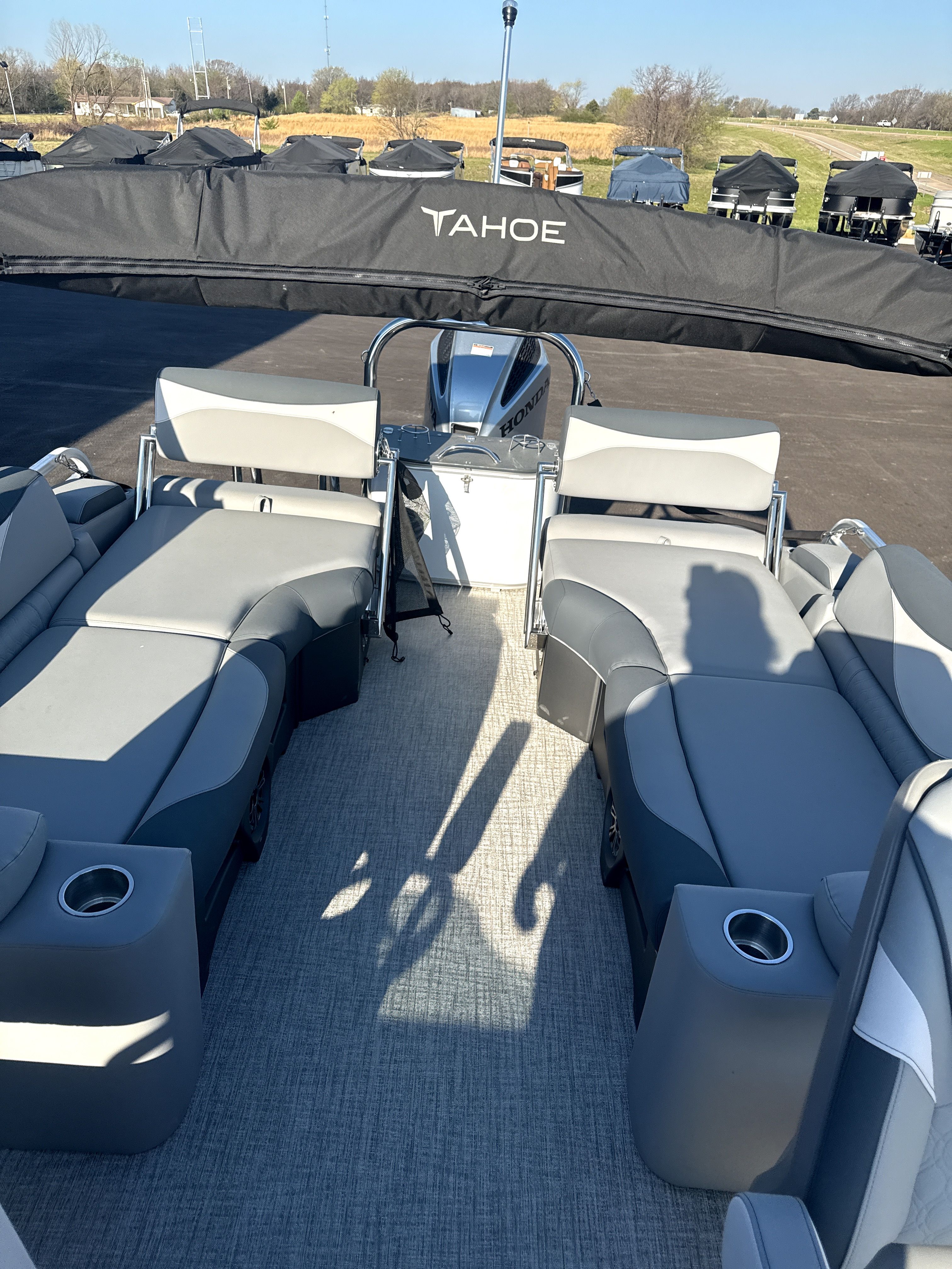 Interior of the 2026 Tahoe LTZ Quad Lounge Shift boat.