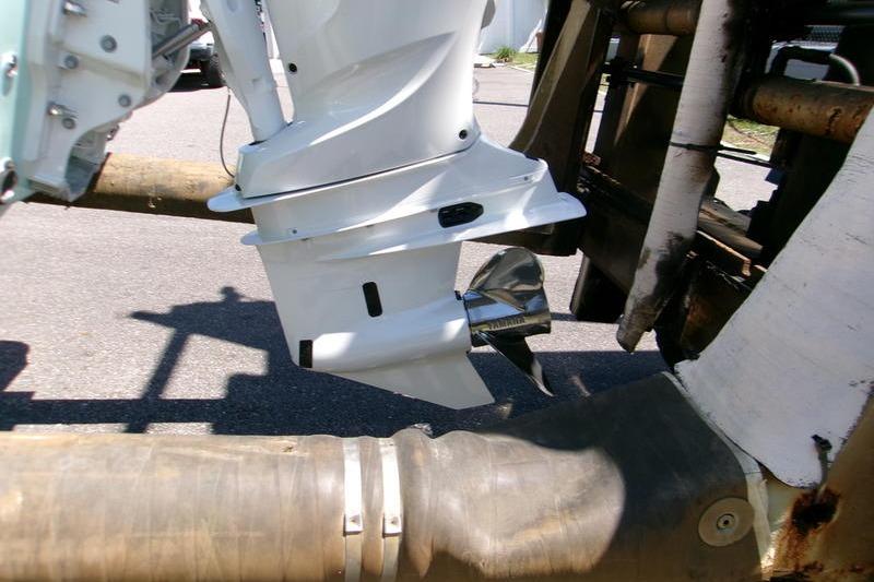 2026 Key West 239 FS boat motor and propeller close-up.