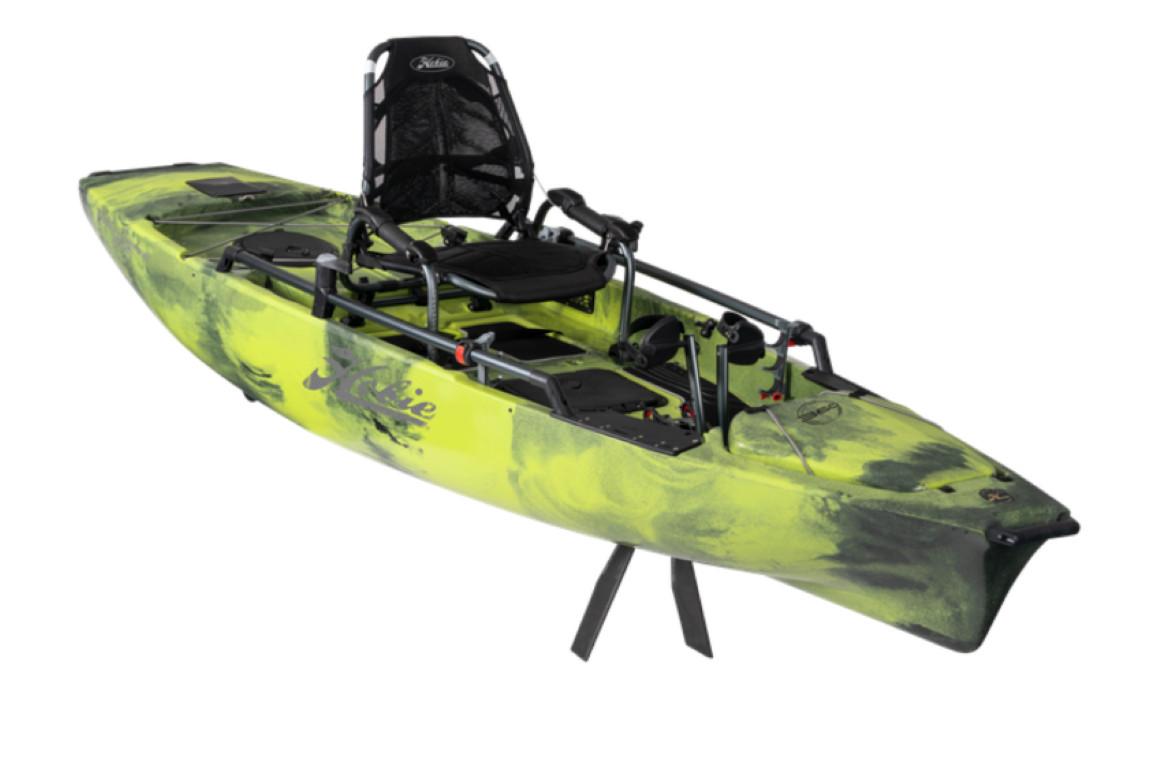 2023 Hobie Mirage Pro Angler 12 kayak with 360 Drive Technology in green.