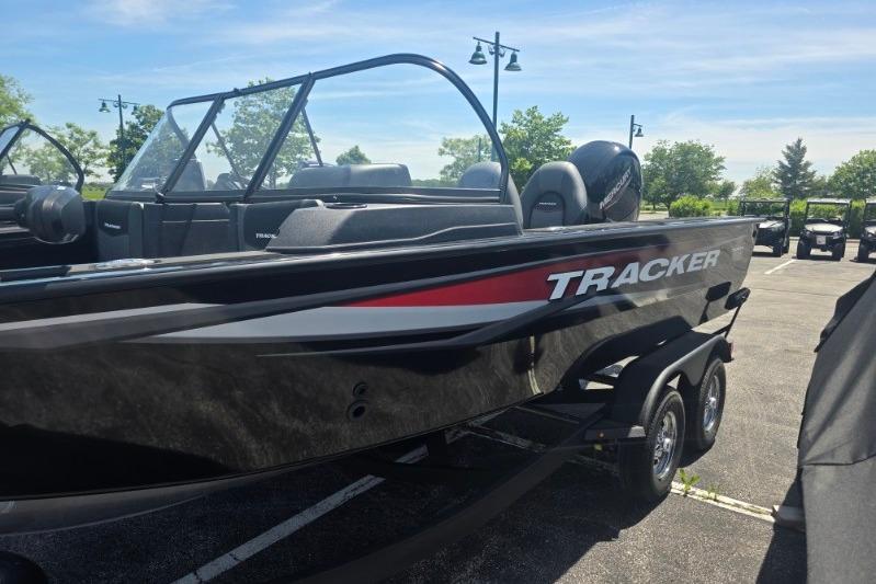 2026 Tracker Targa V-18 Combo boat parked outdoors on a sunny day.