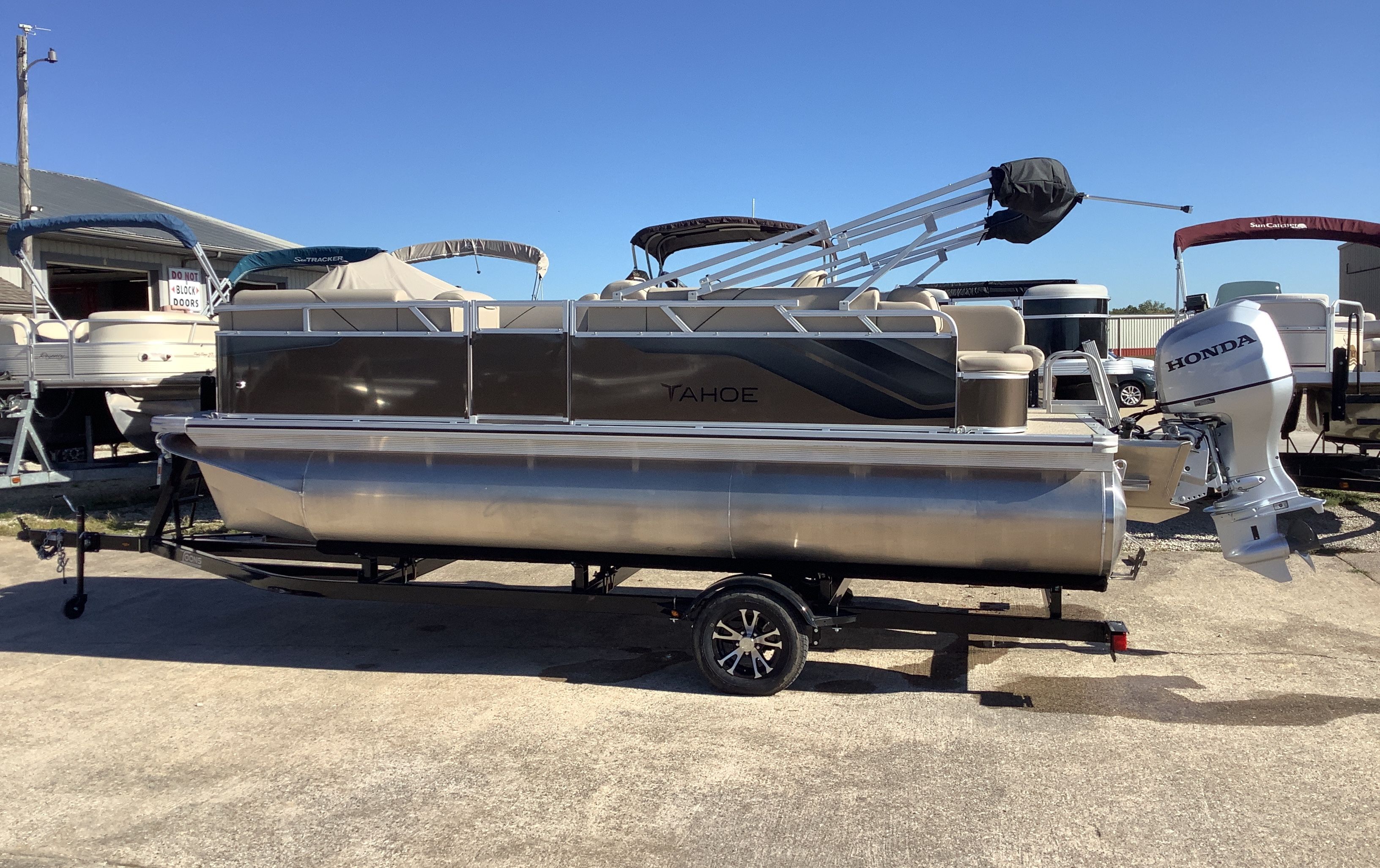 2026 Tahoe 1980 Sport Cruise pontoon boat with Honda engine.
