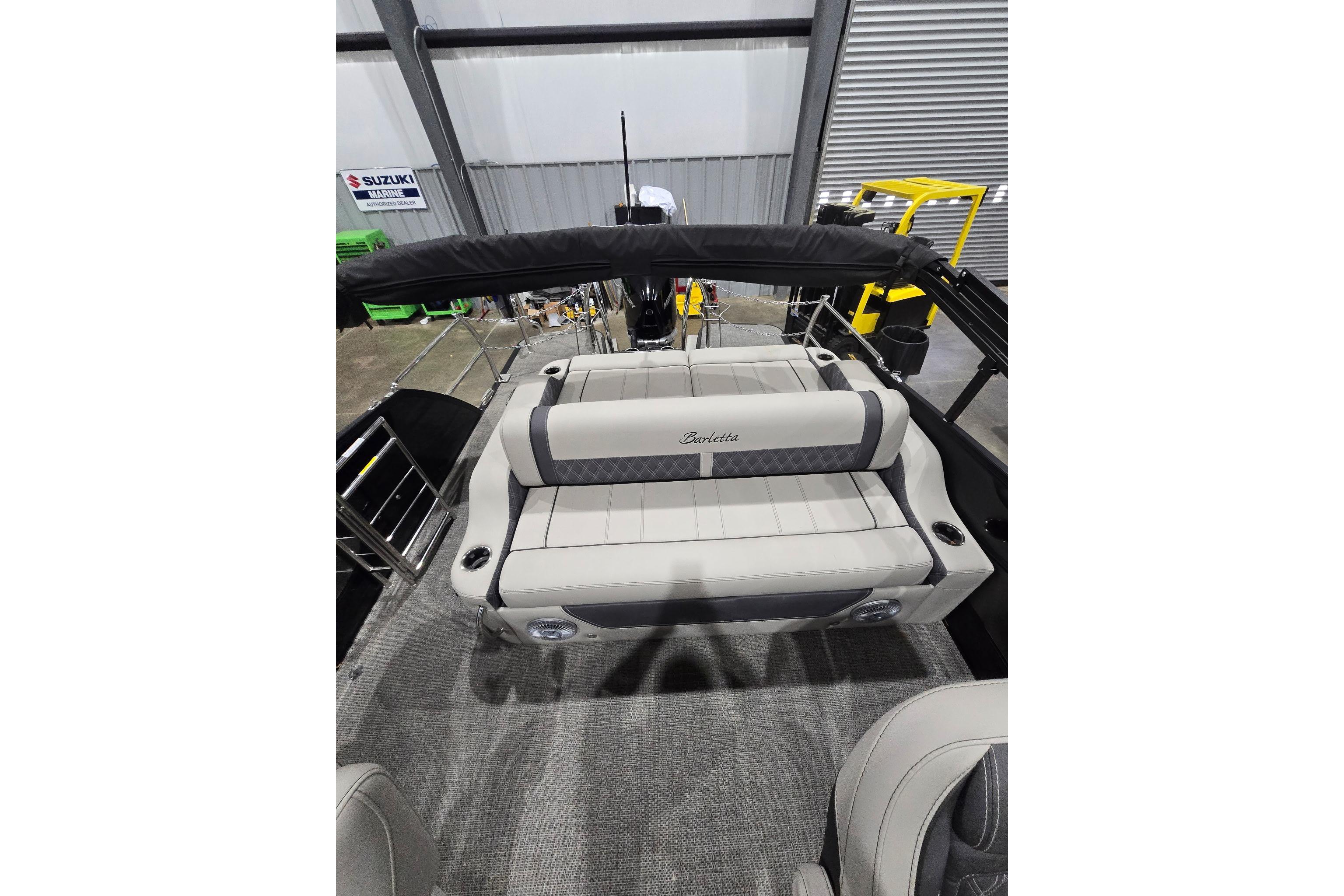 2025 Barletta Lusso 23UC boat interior with luxurious seating and modern design.