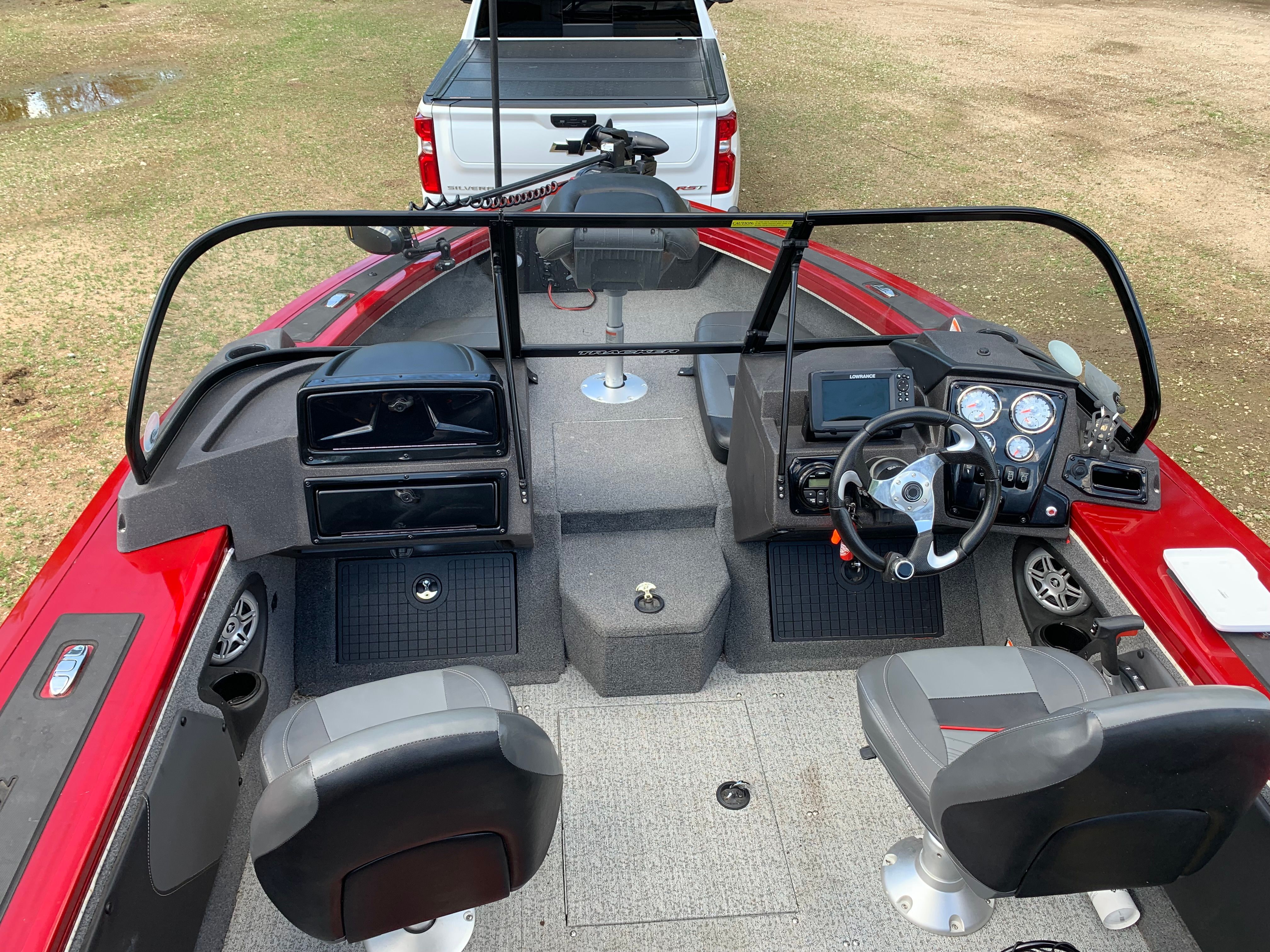 Interior view of a 2022 Tracker Targa V-19 WT boat.