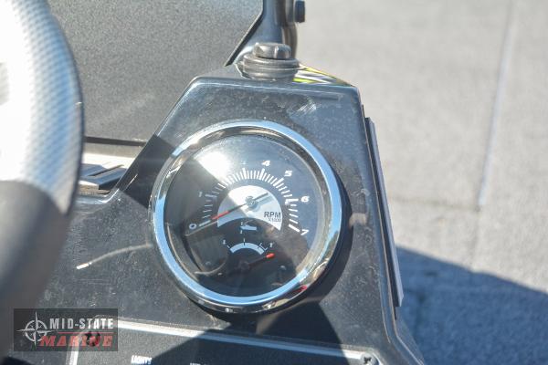 2024 Lowe Stinger 195 Bass boat RPM gauge close-up.