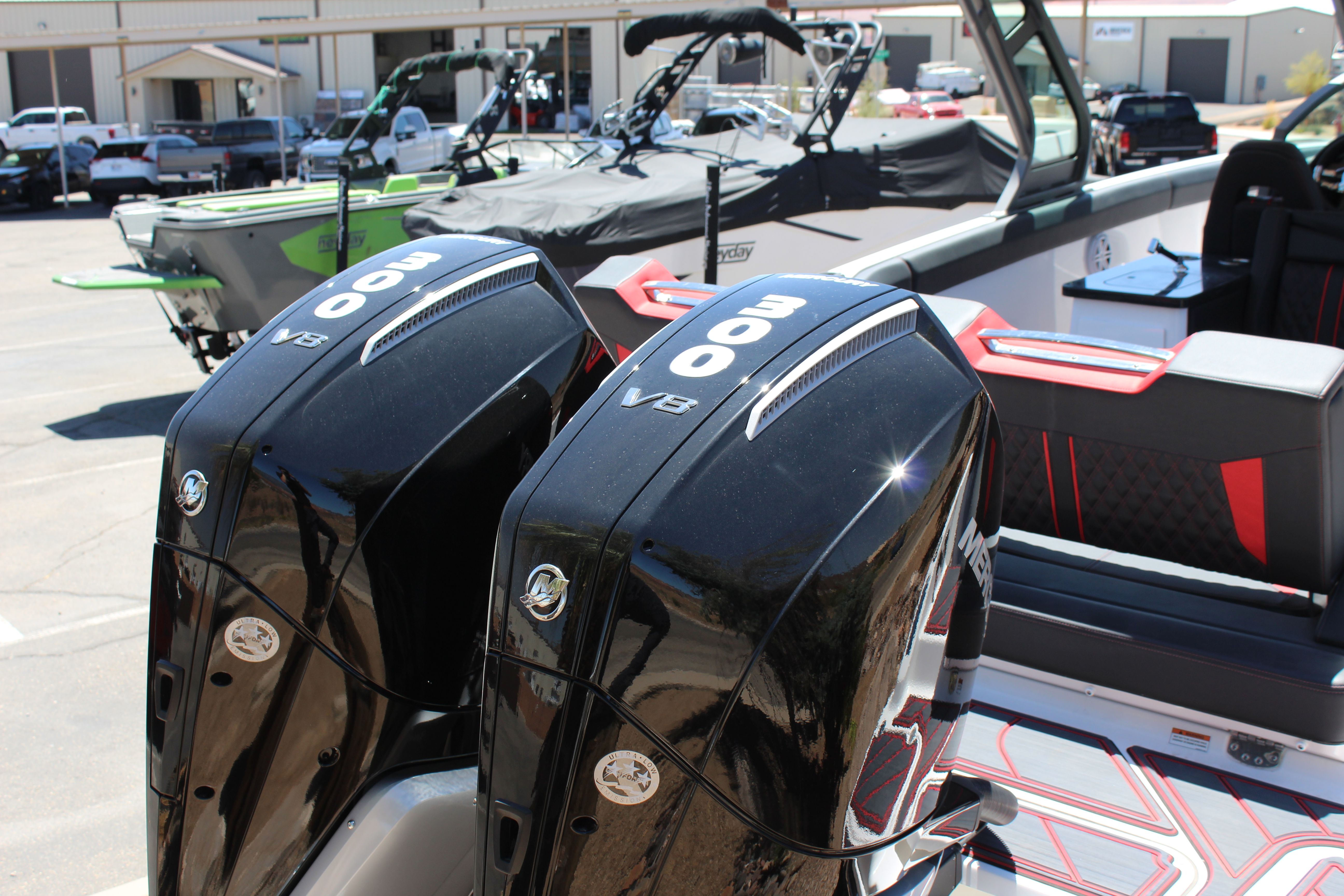 2025 Monterey Elite 30 OB with dual powerful outboard engines.