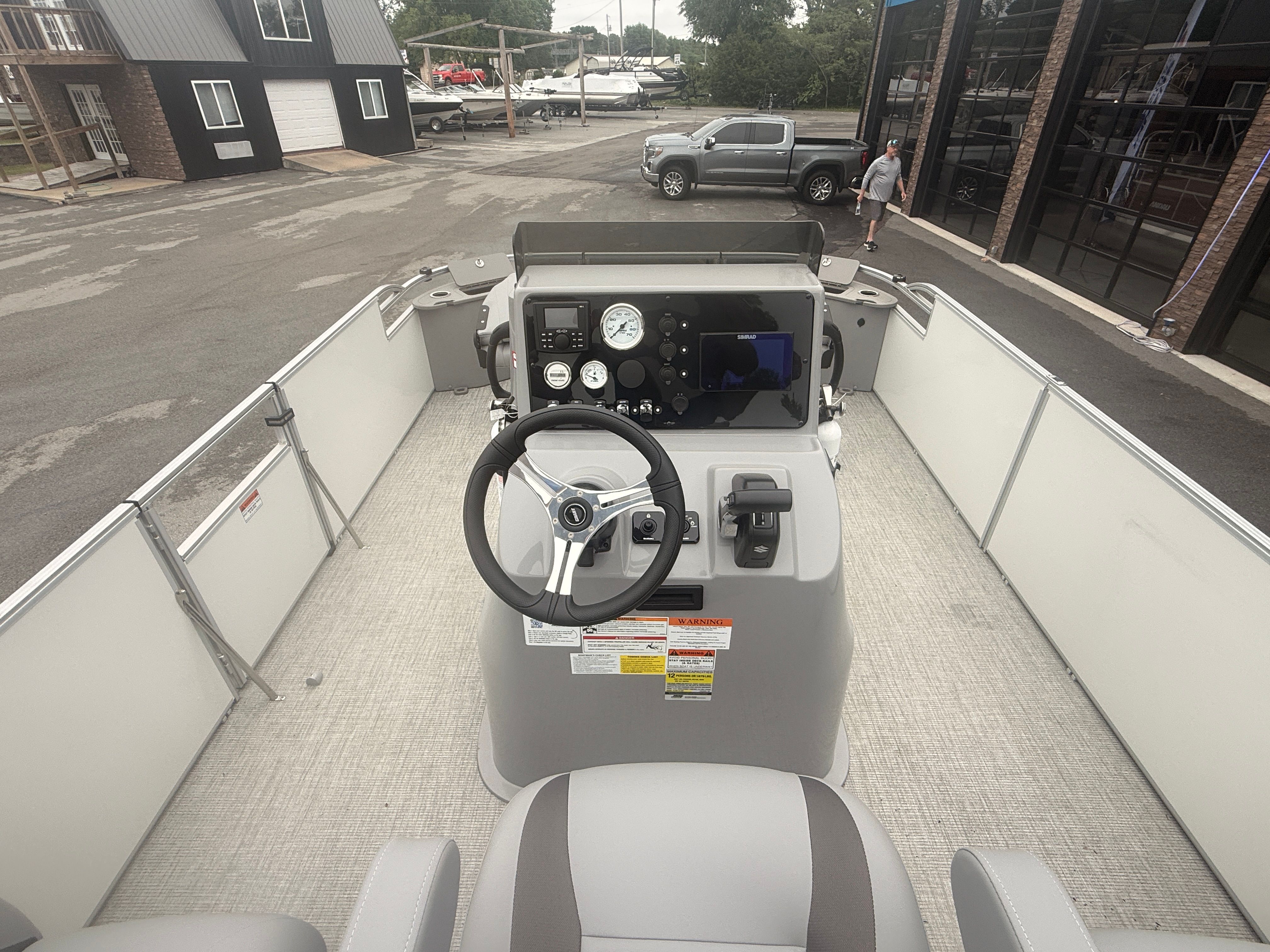 Interior view of 2026 Landau Alure 23CC Fish helm.