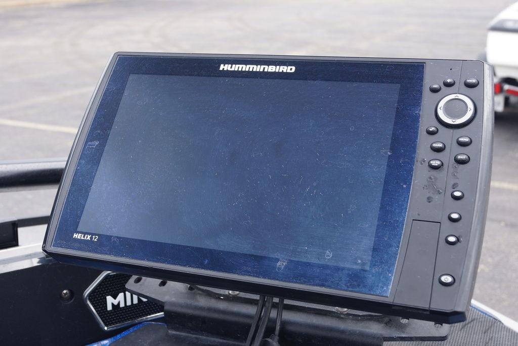Humminbird Helix 12 fish finder on 2020 Skeeter FXR21 Limited boat dashboard.