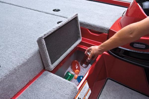 Manufacturer Provided Image: Person accessing storage compartment on 2013 Nitro Z-8 boat, storing drinks.