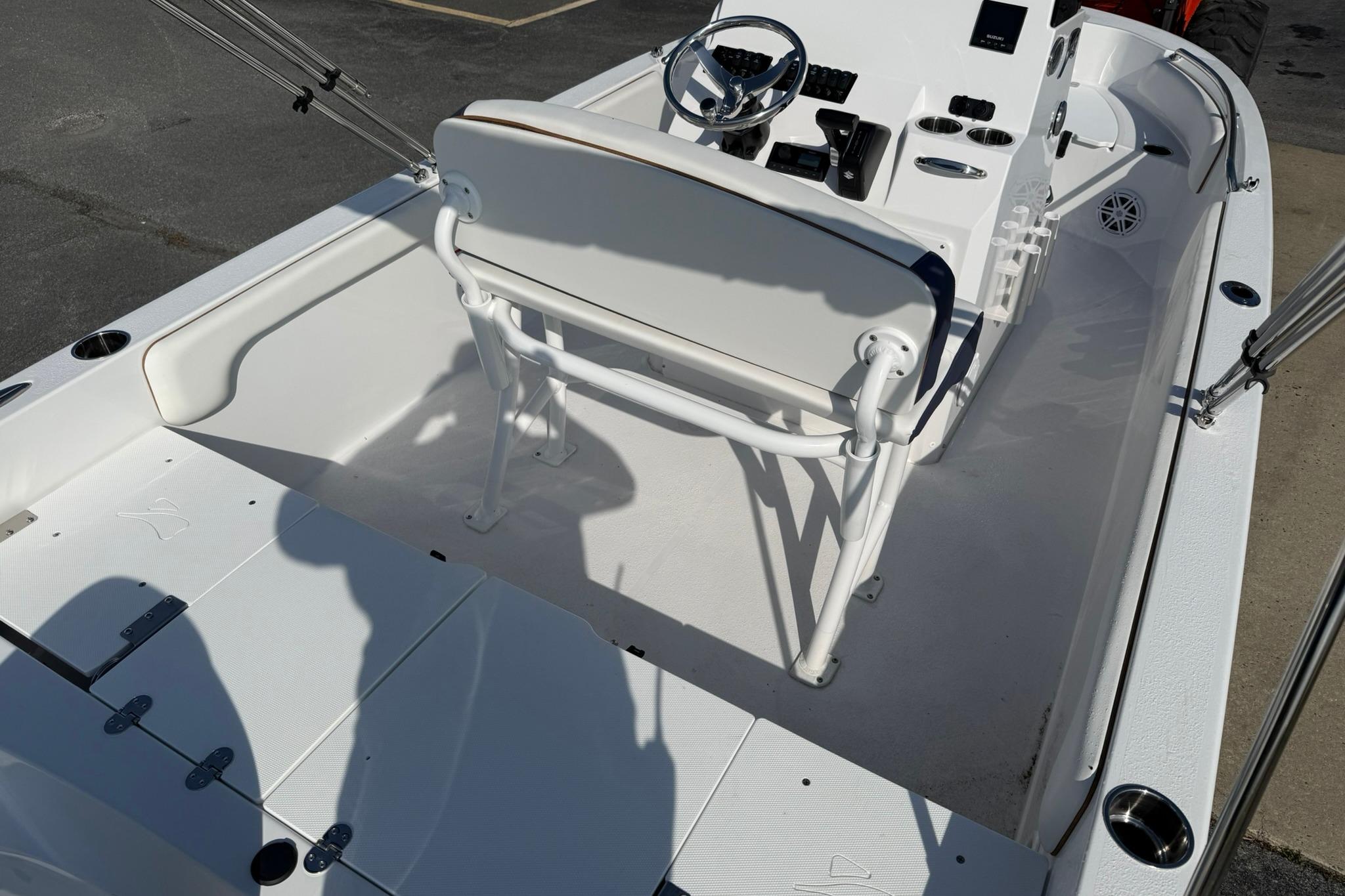 2026 Stingray 173 CC boat interior with steering console and seating.