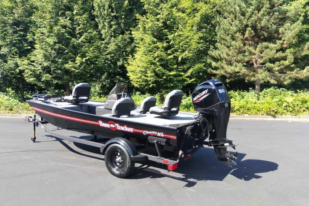 2026 Tracker Bass Tracker Classic XL boat with Mercury engine on a trailer.