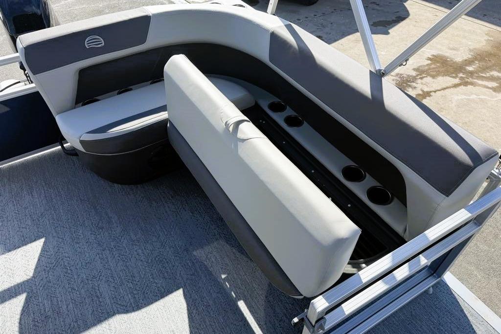 2026 Sun Tracker Bass Buggy 16 XL Select boat seating with cup holders.