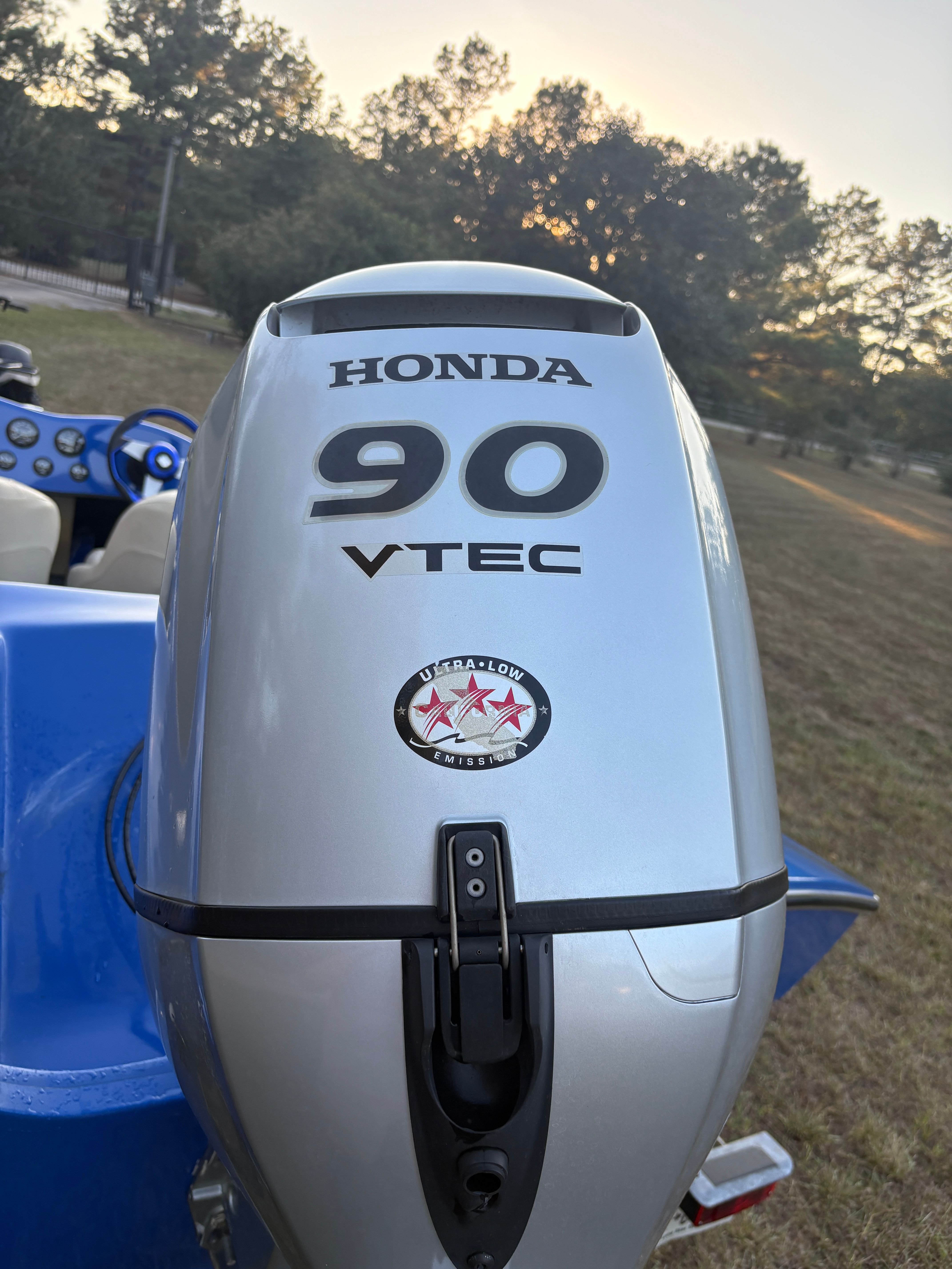 Honda 90 VTEC outboard motor on a 2017 Revel T2 boat.