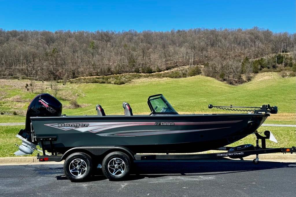 2026 Ranger VS1882SC Reata boat on trailer, scenic countryside background.