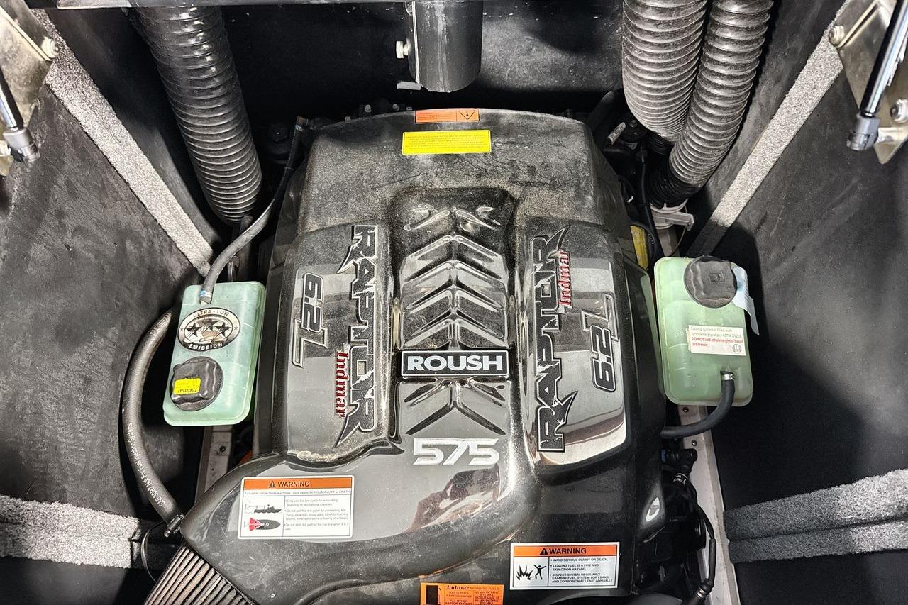 Raptor 575 engine in a 2020 Supra SE boat, featuring Roush performance enhancements.