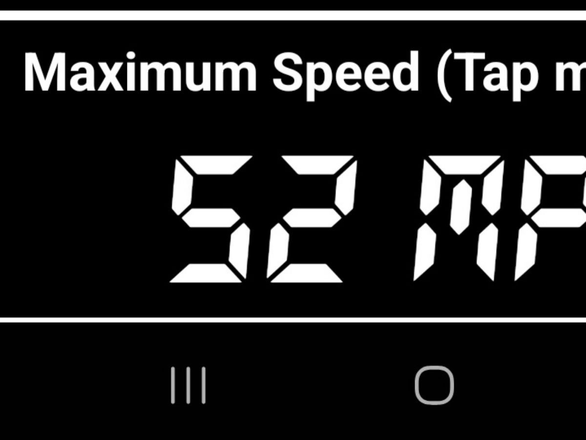 Maximum speed of 52 MPH displayed on a digital screen.