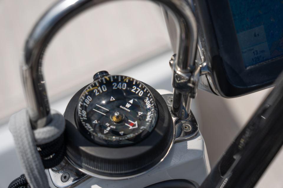 Compass and navigation equipment on a 2015 Grand Soleil 50 yacht.