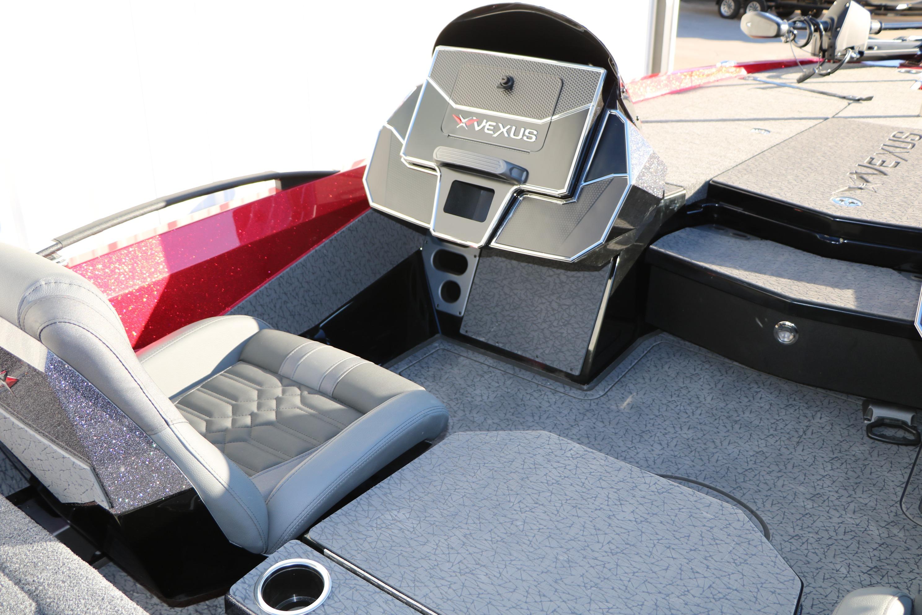 2026 Vexus VXs21 boat interior with modern seating and sleek dashboard design.
