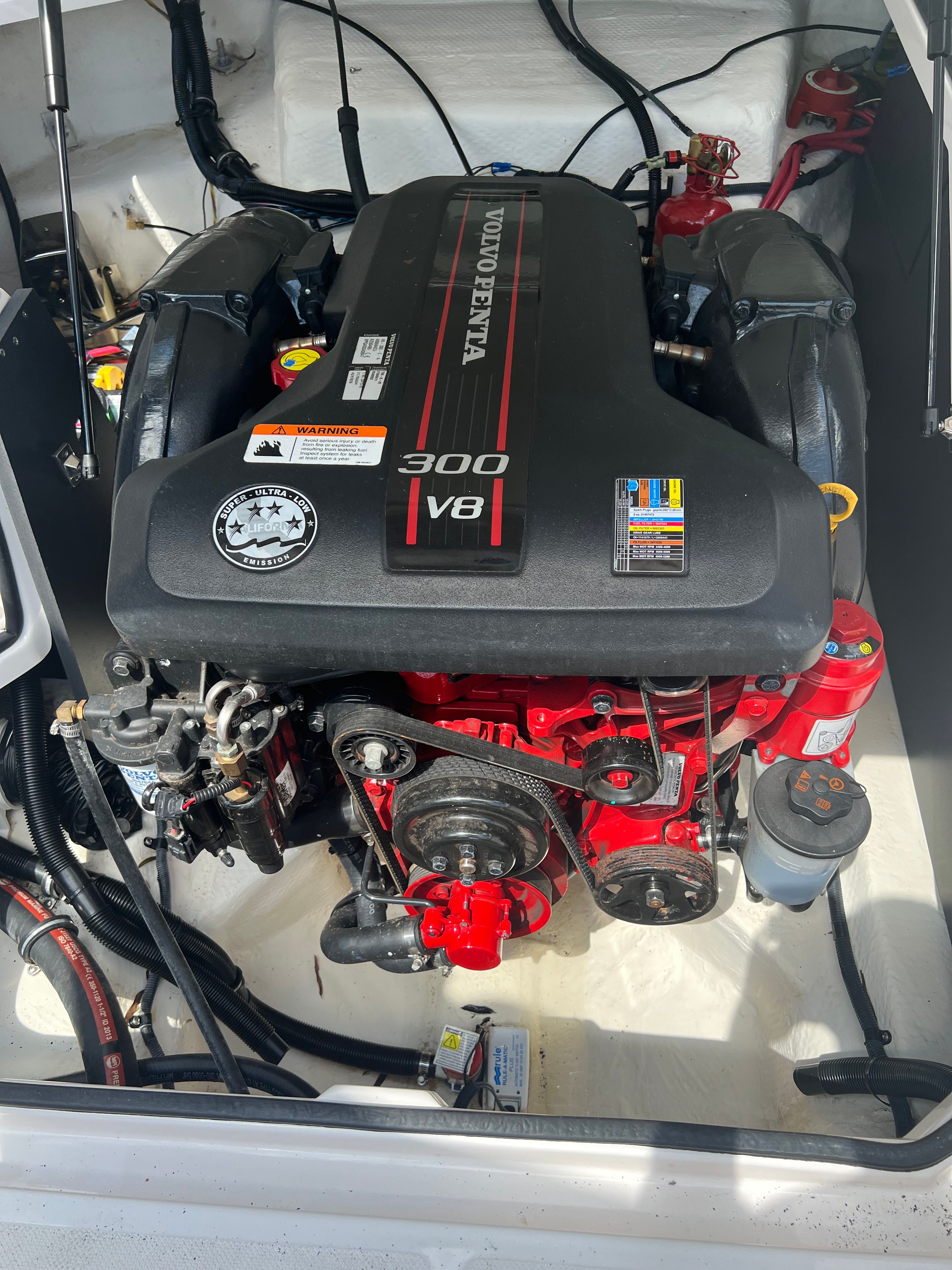 Volvo Penta 300 V8 engine in 2014 Regal 24 FasDeck RX boat.