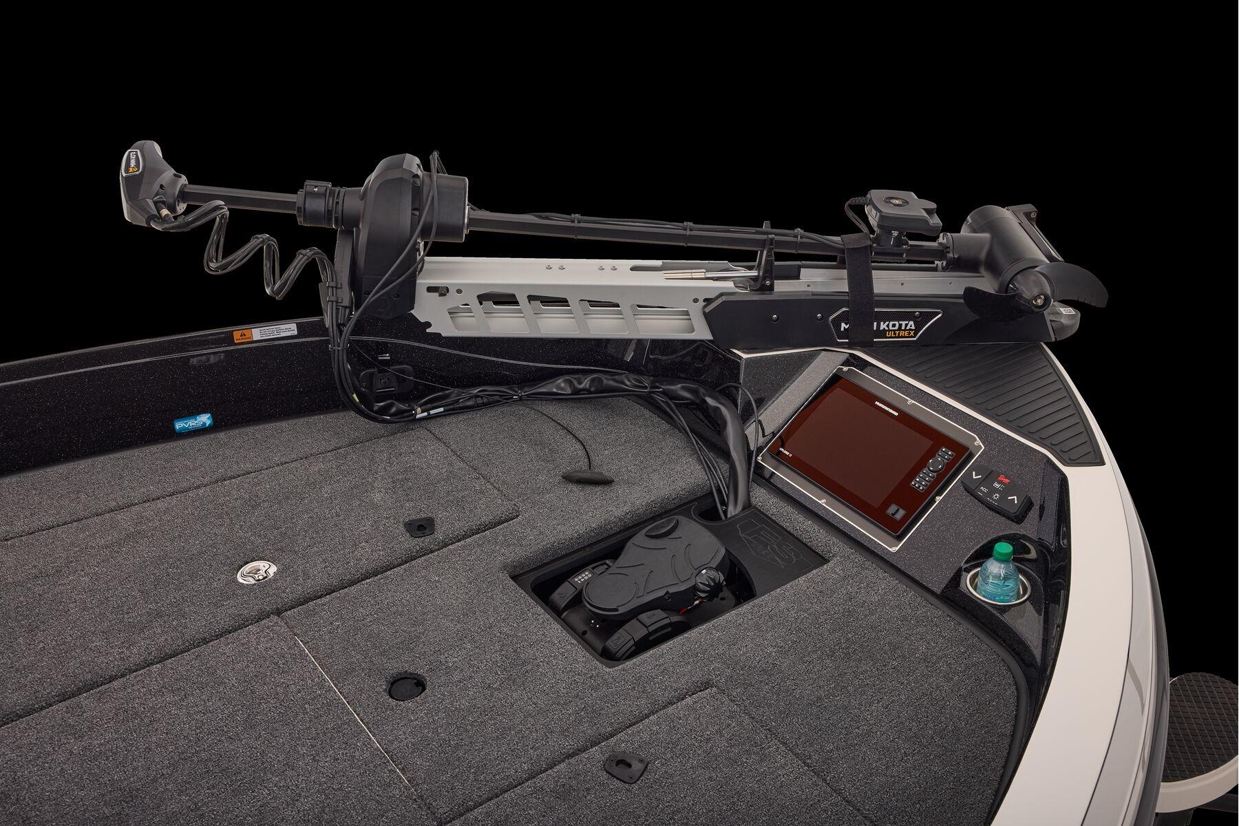 Manufacturer Provided Image: 2026 Ranger 620xFS Pro boat deck with Minn Kota motor and control panel.