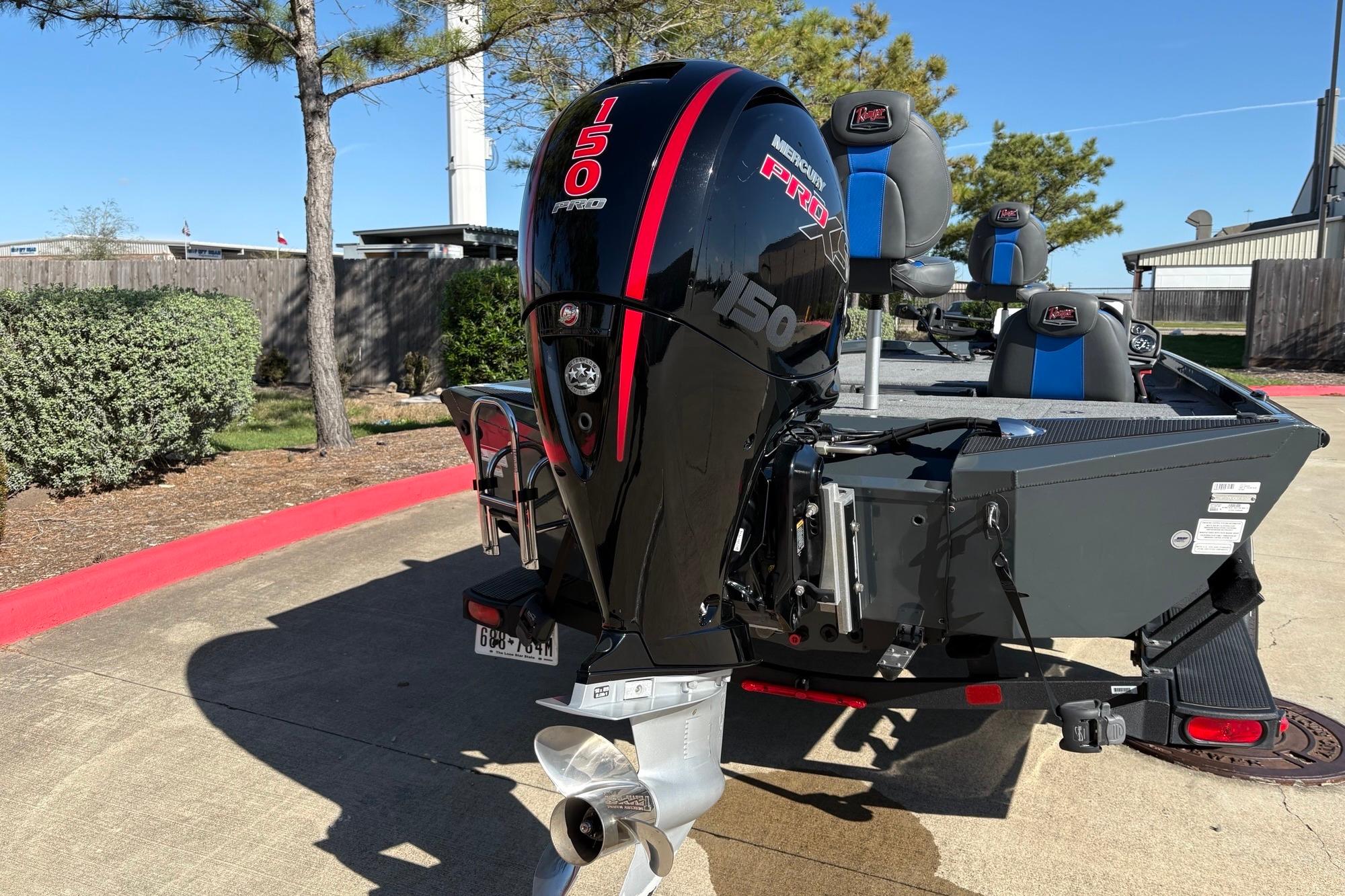 2024 Ranger RT198P boat with Mercury 150 Pro XS engine in a sunny outdoor setting.
