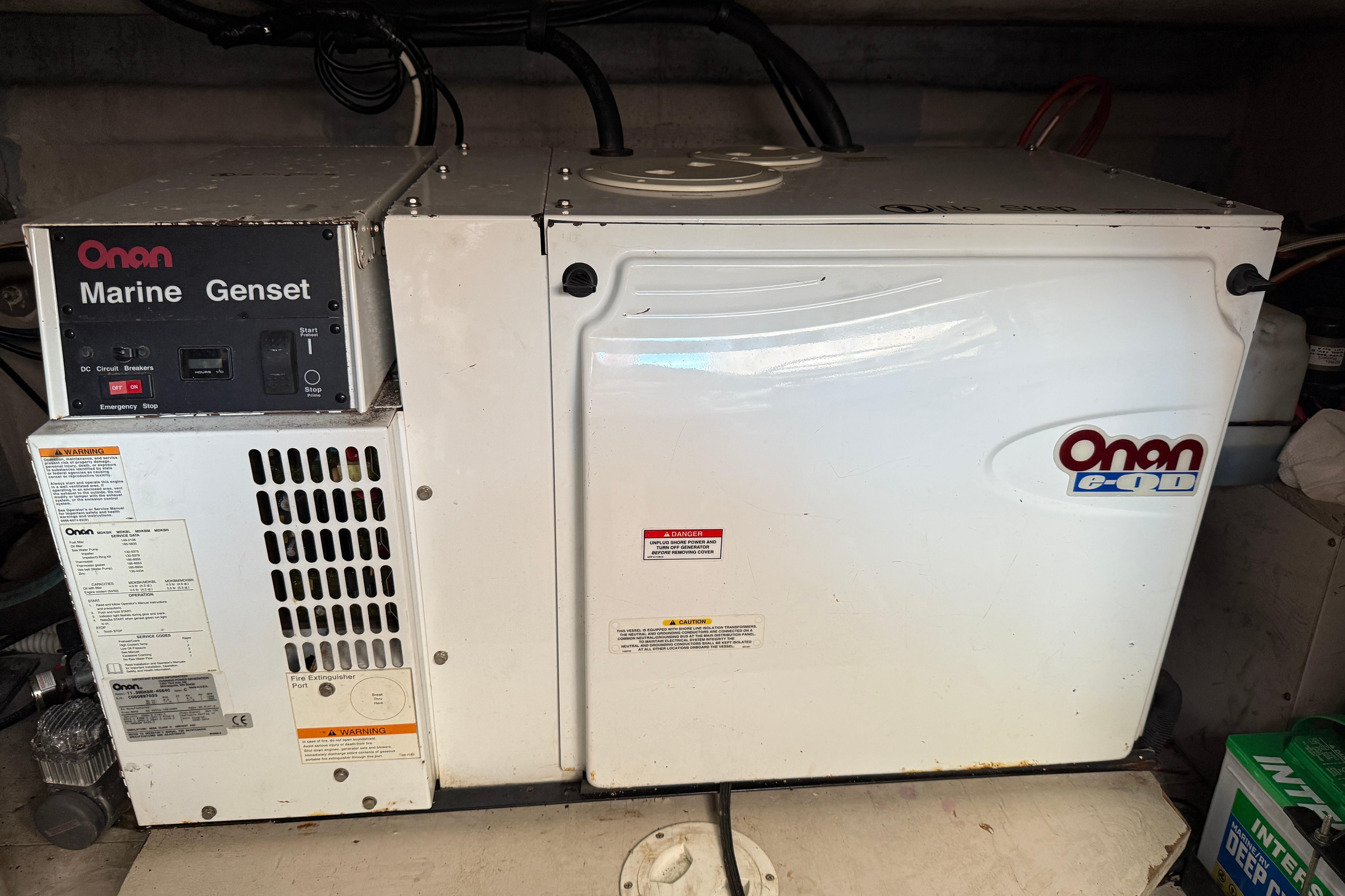 Onan marine generator in 2006 Sea Ray 48 Sundancer yacht engine room.