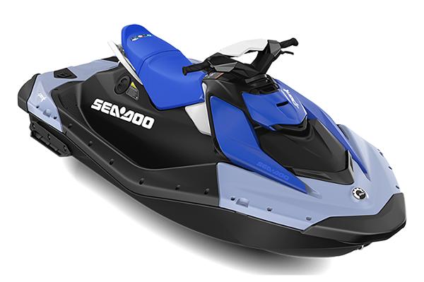 Manufacturer Provided Image: 2026 Sea-Doo Spark for 2, blue and black jet ski, side view.