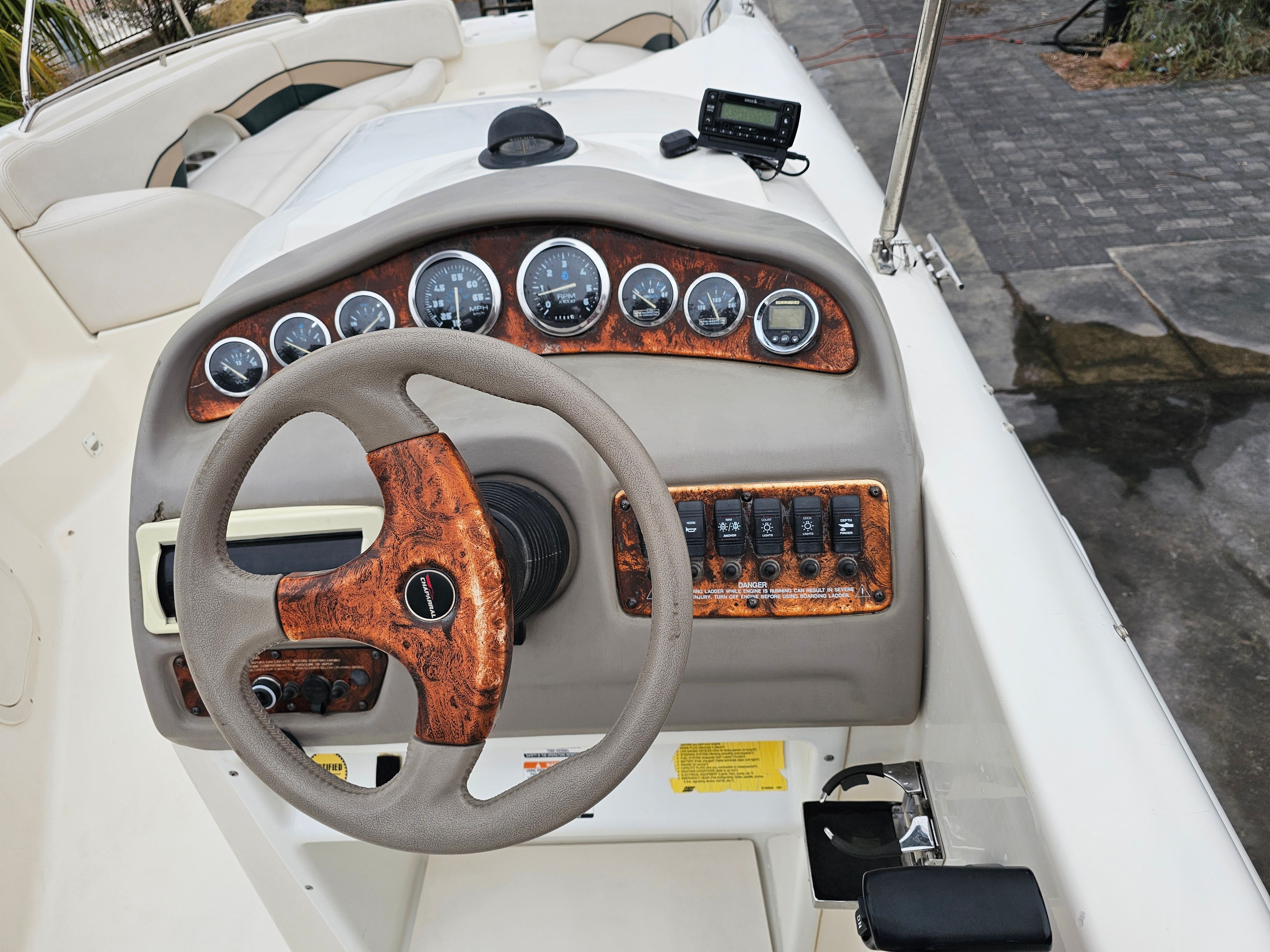 Dashboard of a 1998 Chaparral Sunesta 252 Special Edition boat.