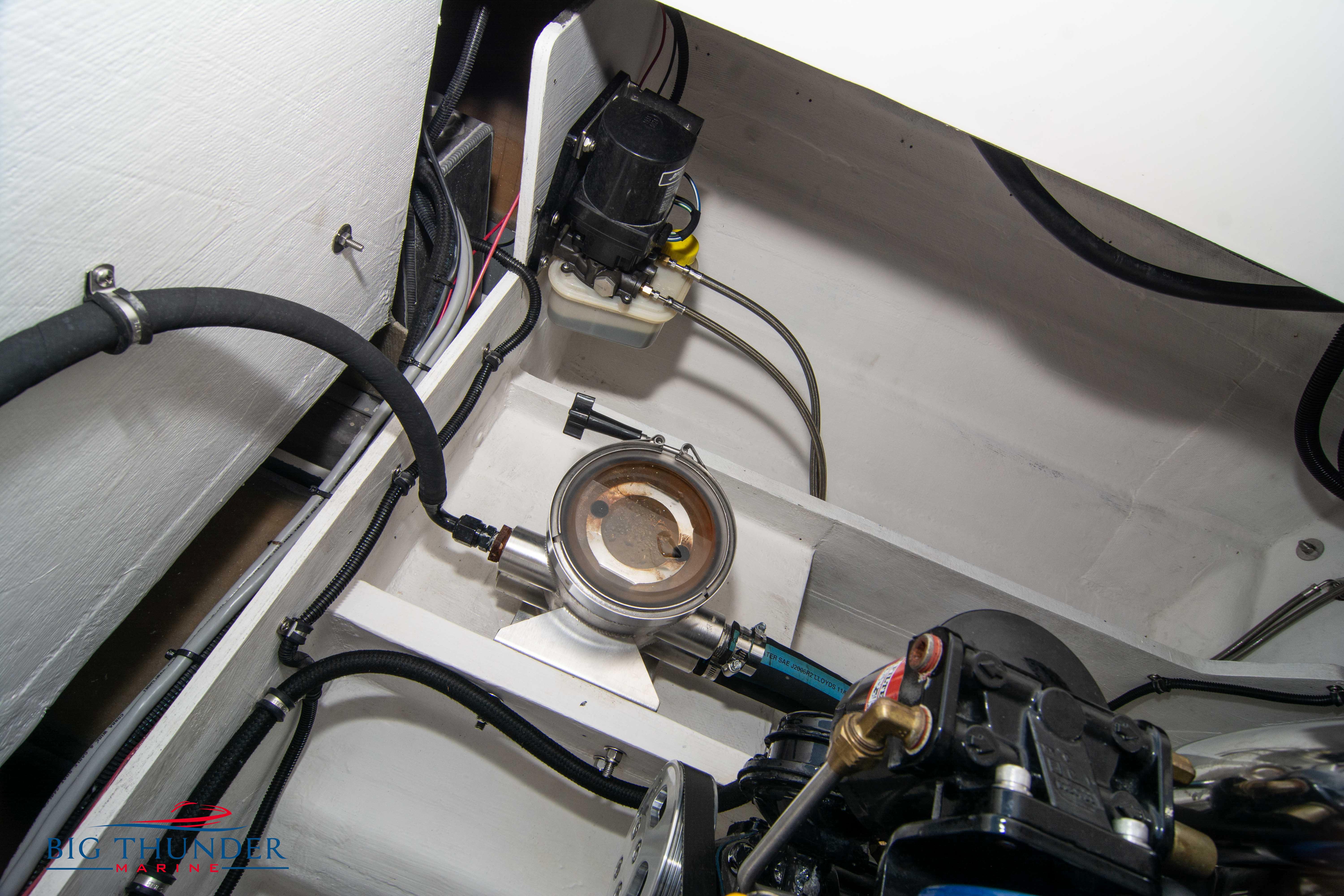 Engine compartment of a 2019 Spectre Screaming Eagle 22 Talon boat.