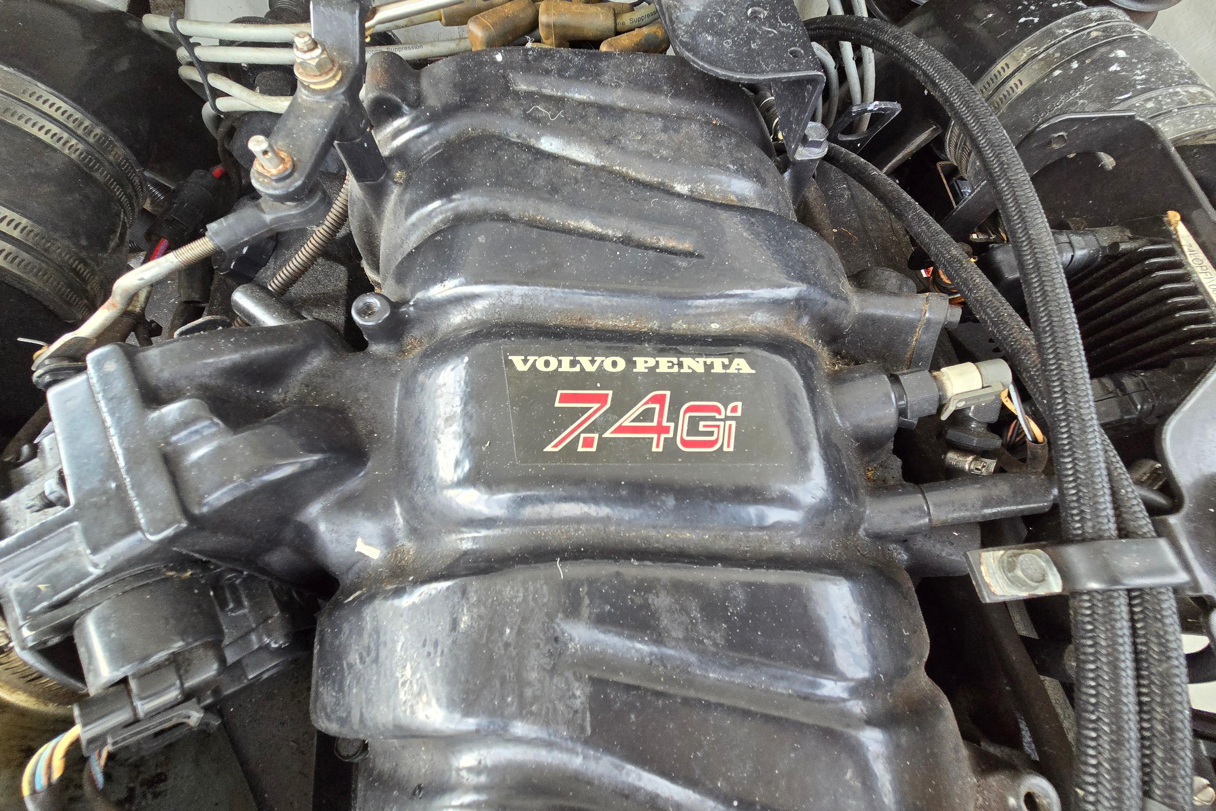 Volvo Penta 7.4Gi engine in a 2000 Cobalt 246 boat, showcasing intricate components.