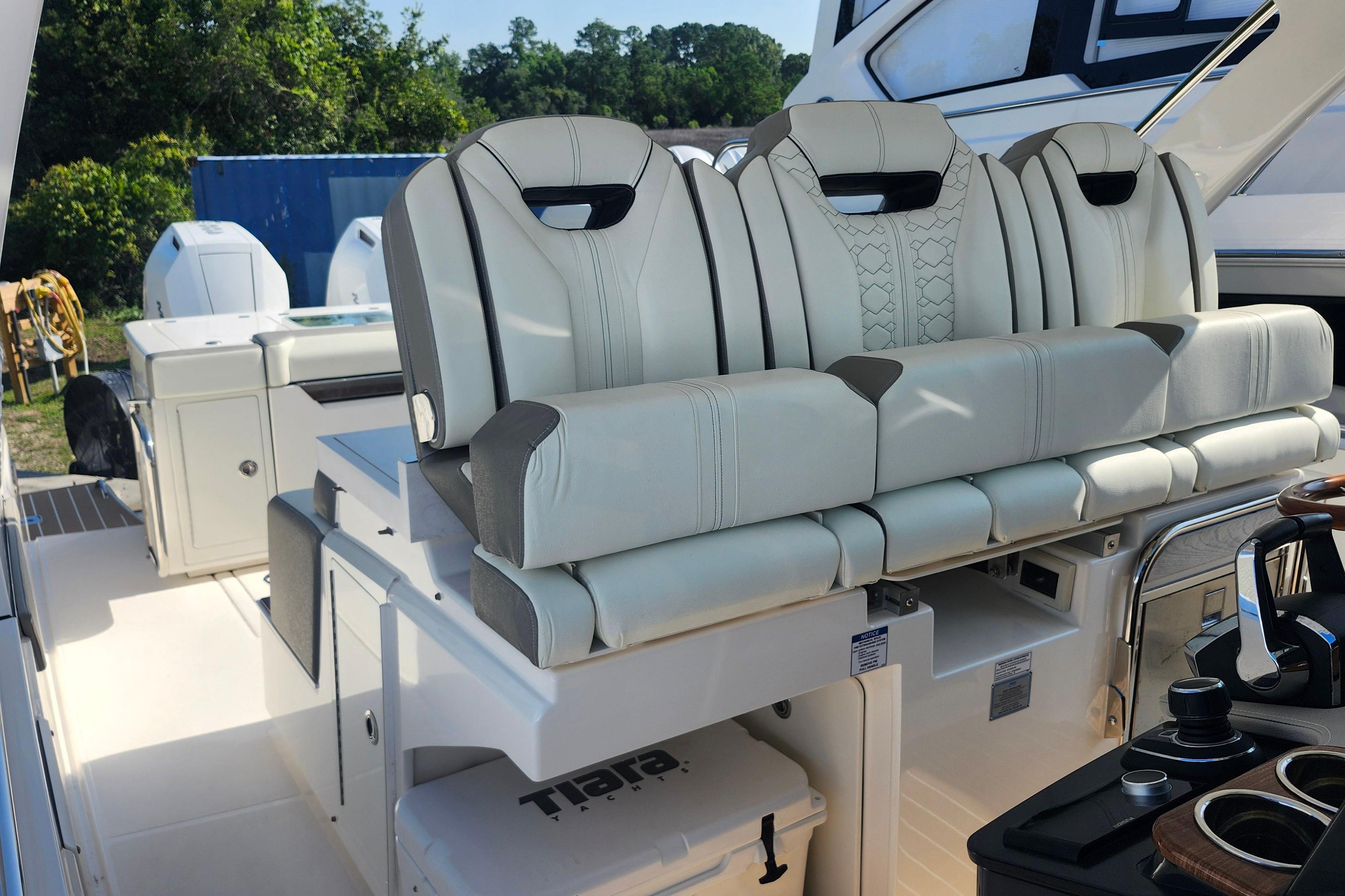 2024 Tiara Yachts 34 LS luxury boat seating with modern design and premium materials.