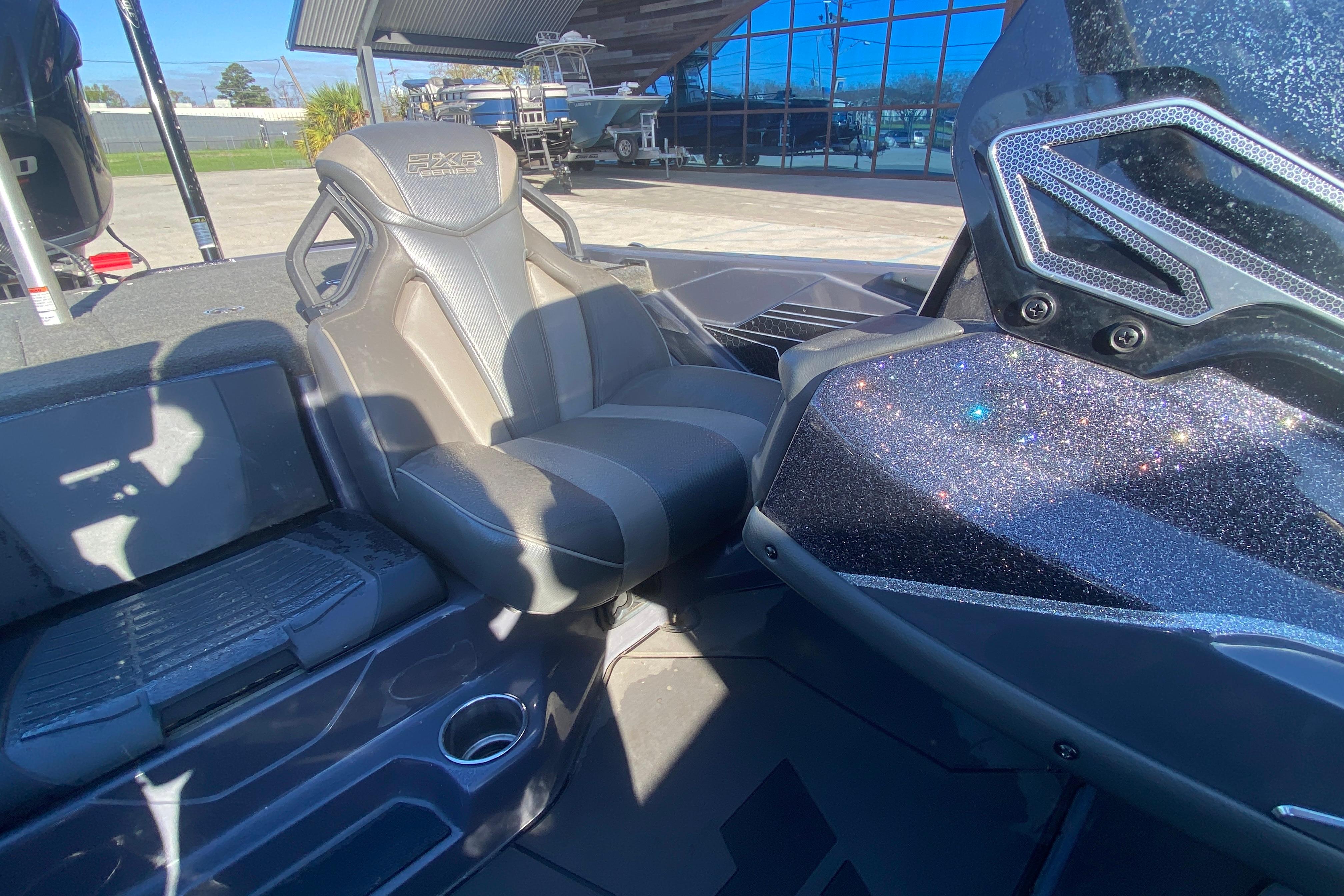 2020 Skeeter FXR20 Limited boat interior with sleek seating and glittering dashboard.