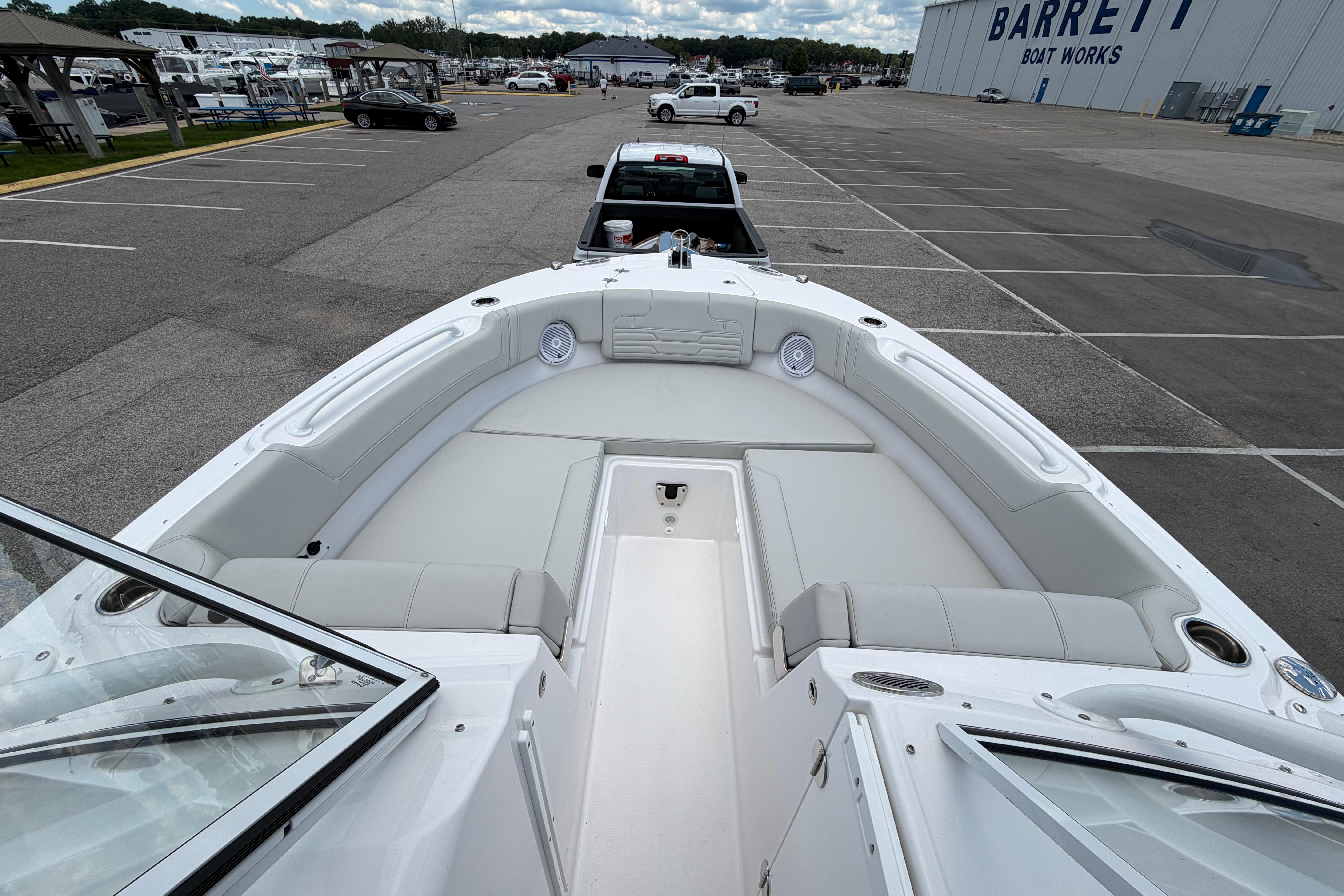 2026 Edgewater 248CX Crossover boat with spacious seating at Barrett Boat Works.