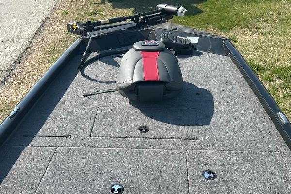 2025 Ranger RT188C boat deck with seat and trolling motor.