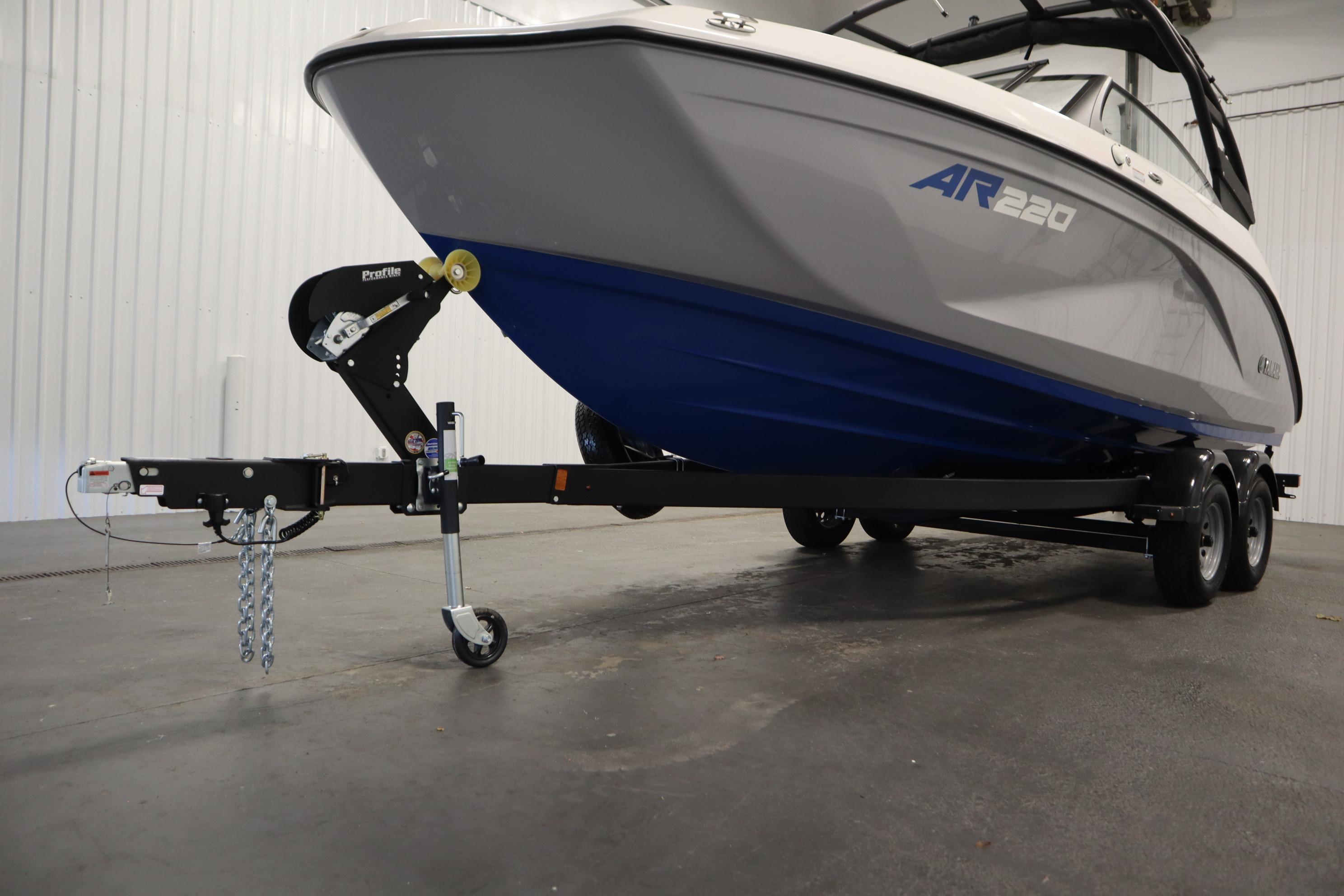 2026 Yamaha Boats AR220 on trailer in indoor setting.
