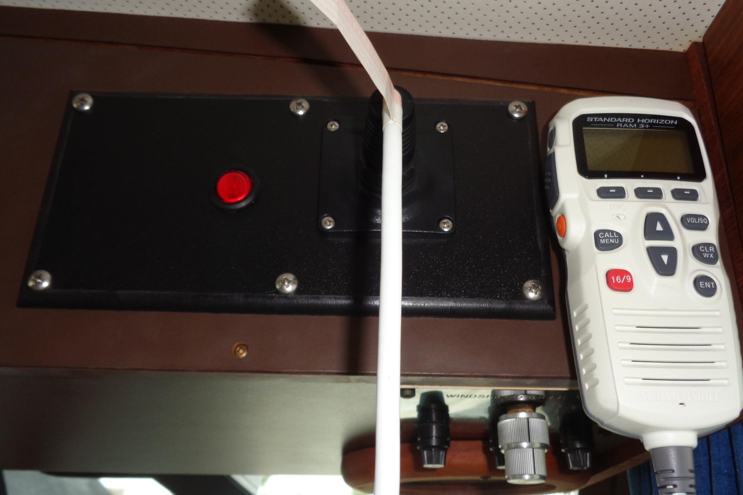 Control panel and radio equipment on 1981 Hatteras 48 Cockpit Motor Yacht.