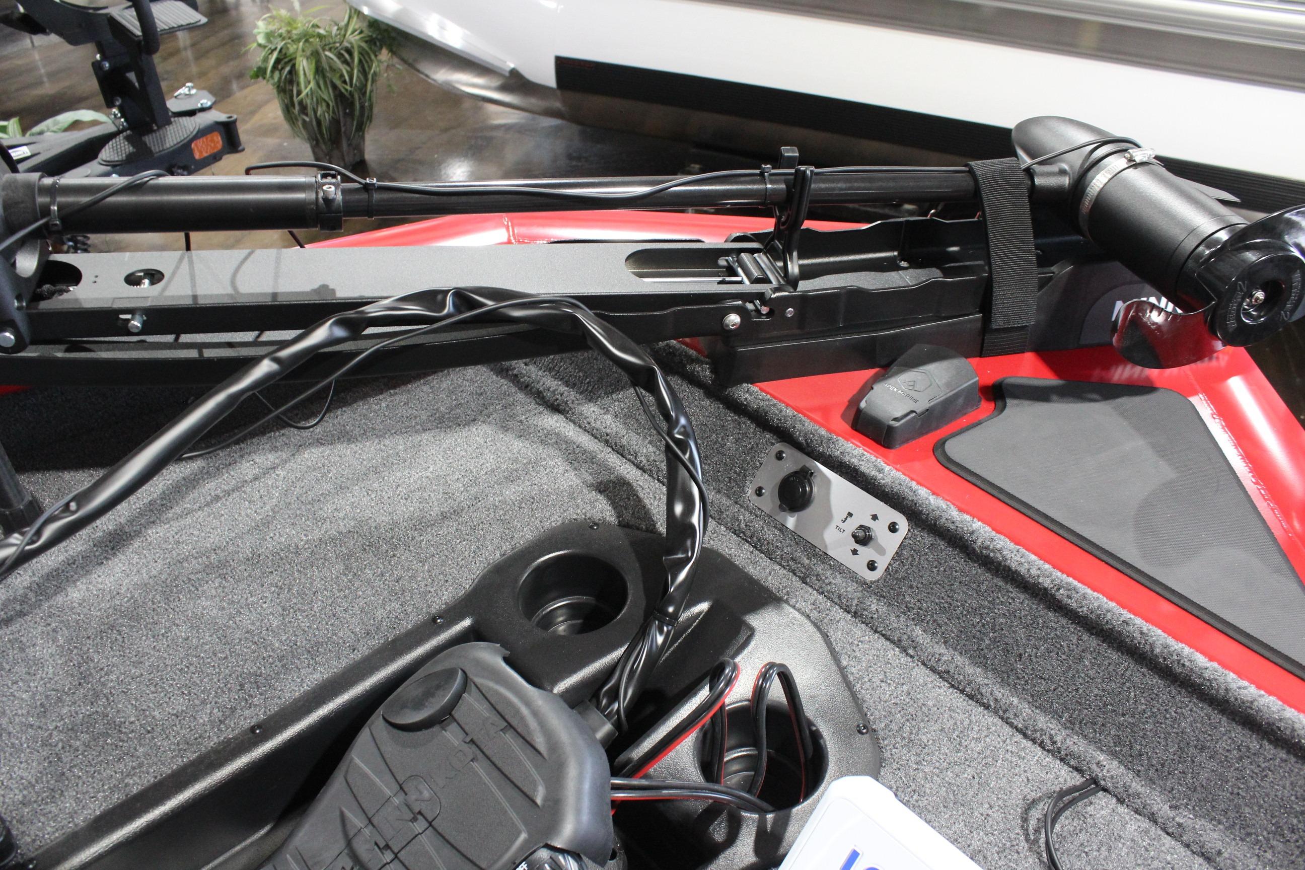 Interior view of 2026 Tracker Pro Team 175 boat, featuring control panel and wiring.