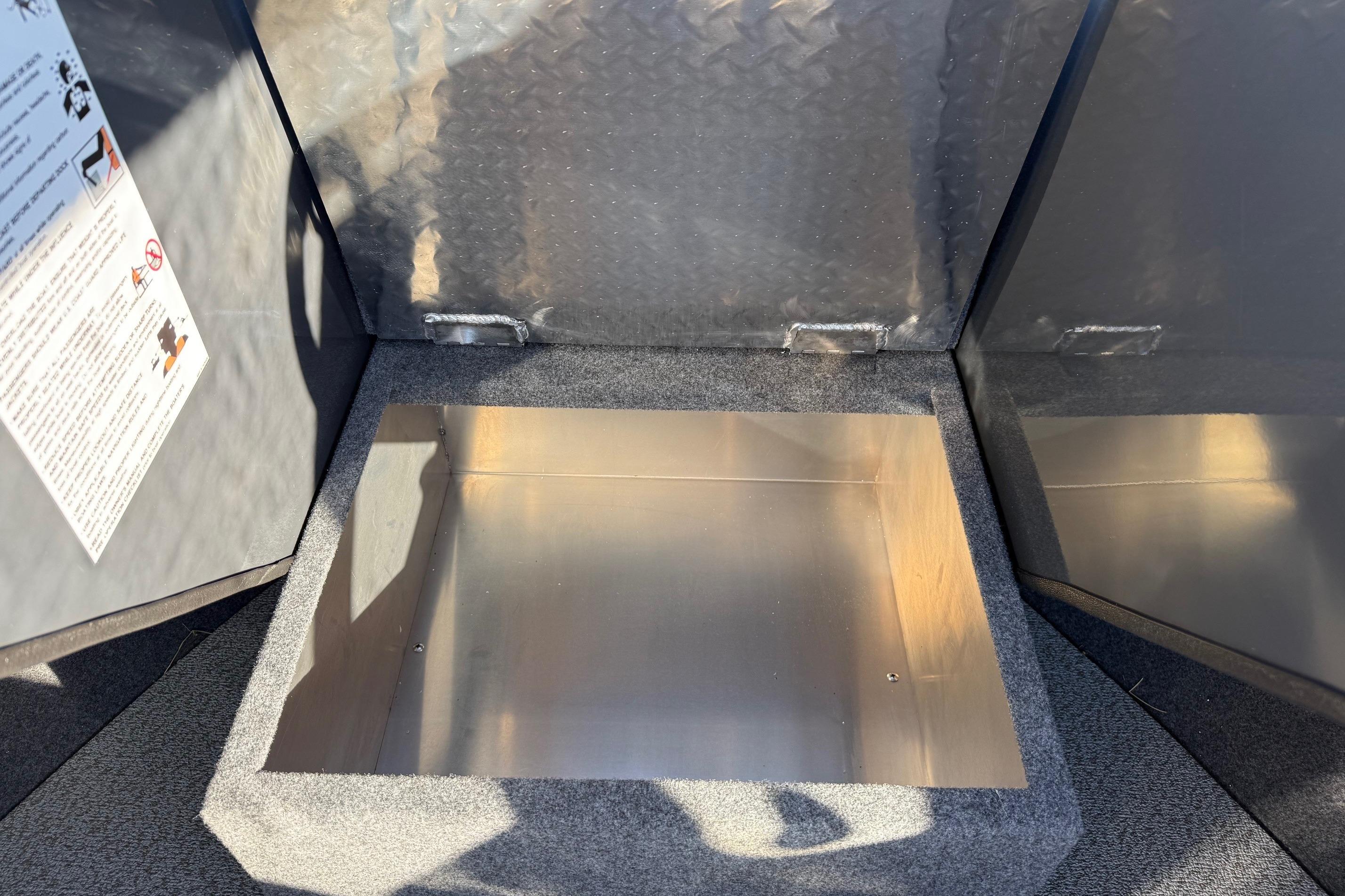 Storage compartment in 2026 Thunder Jet 200 Luxor boat, featuring durable metal construction.
