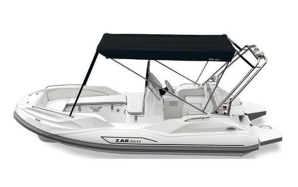 2024 Zar Formenti 49 SL boat with black canopy and white hull.