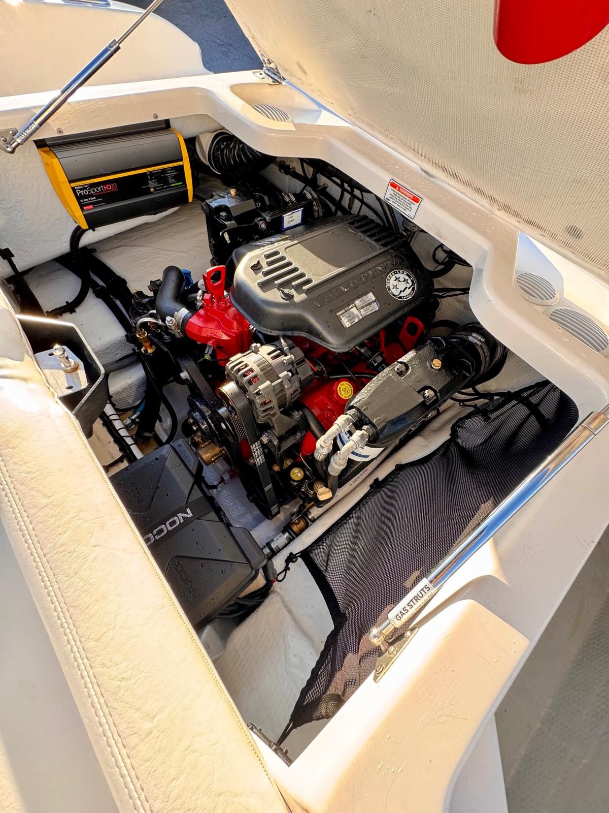 Engine compartment of a 2006 Regal 1900 Bowrider boat.