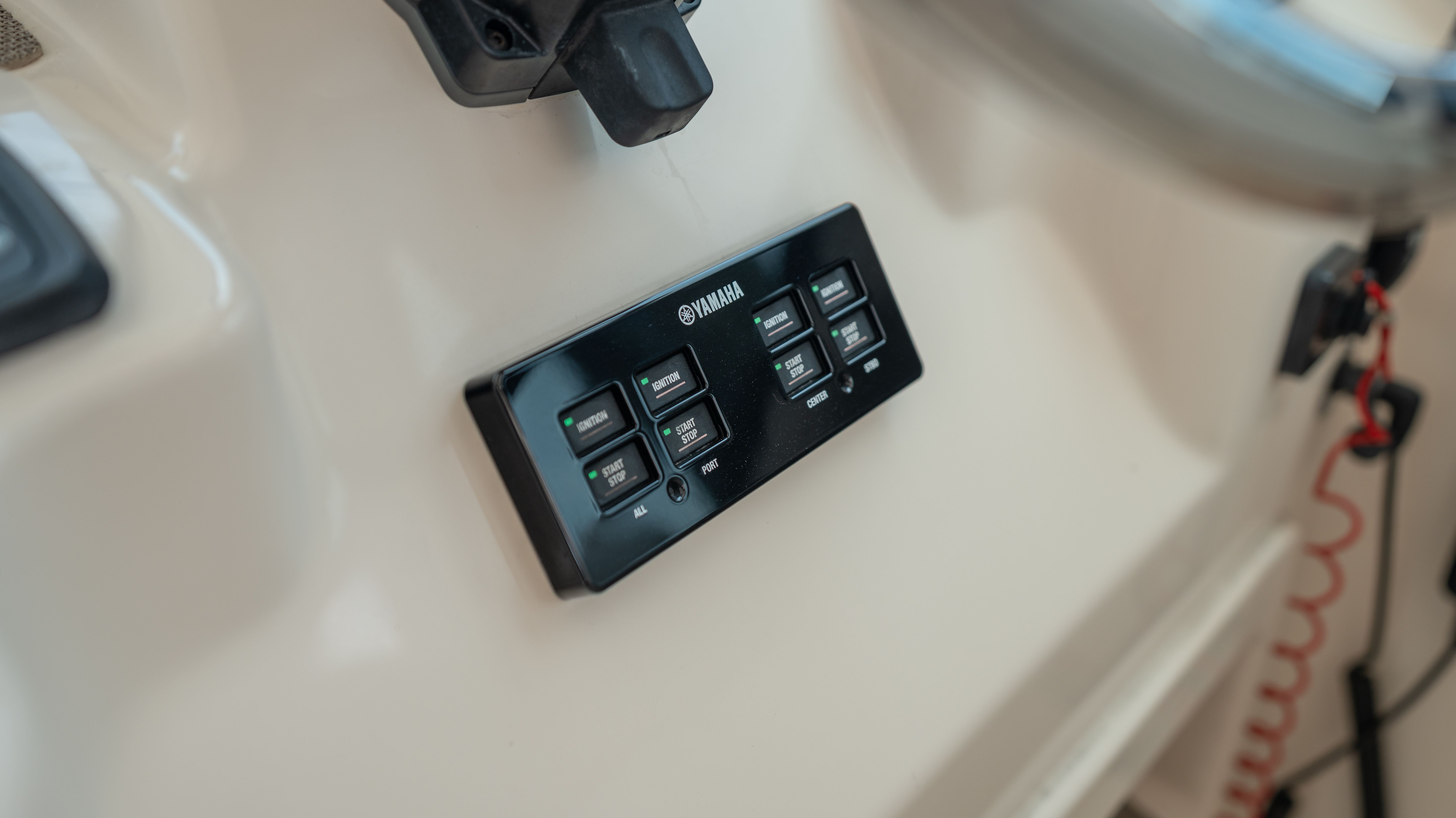 Control panel on a 2019 Grady-White 375 Freedom boat.