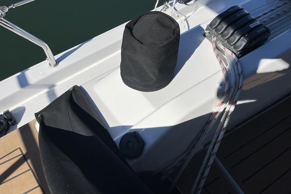 Deck of 2025 Hanse 360 yacht with ropes and protective gear.