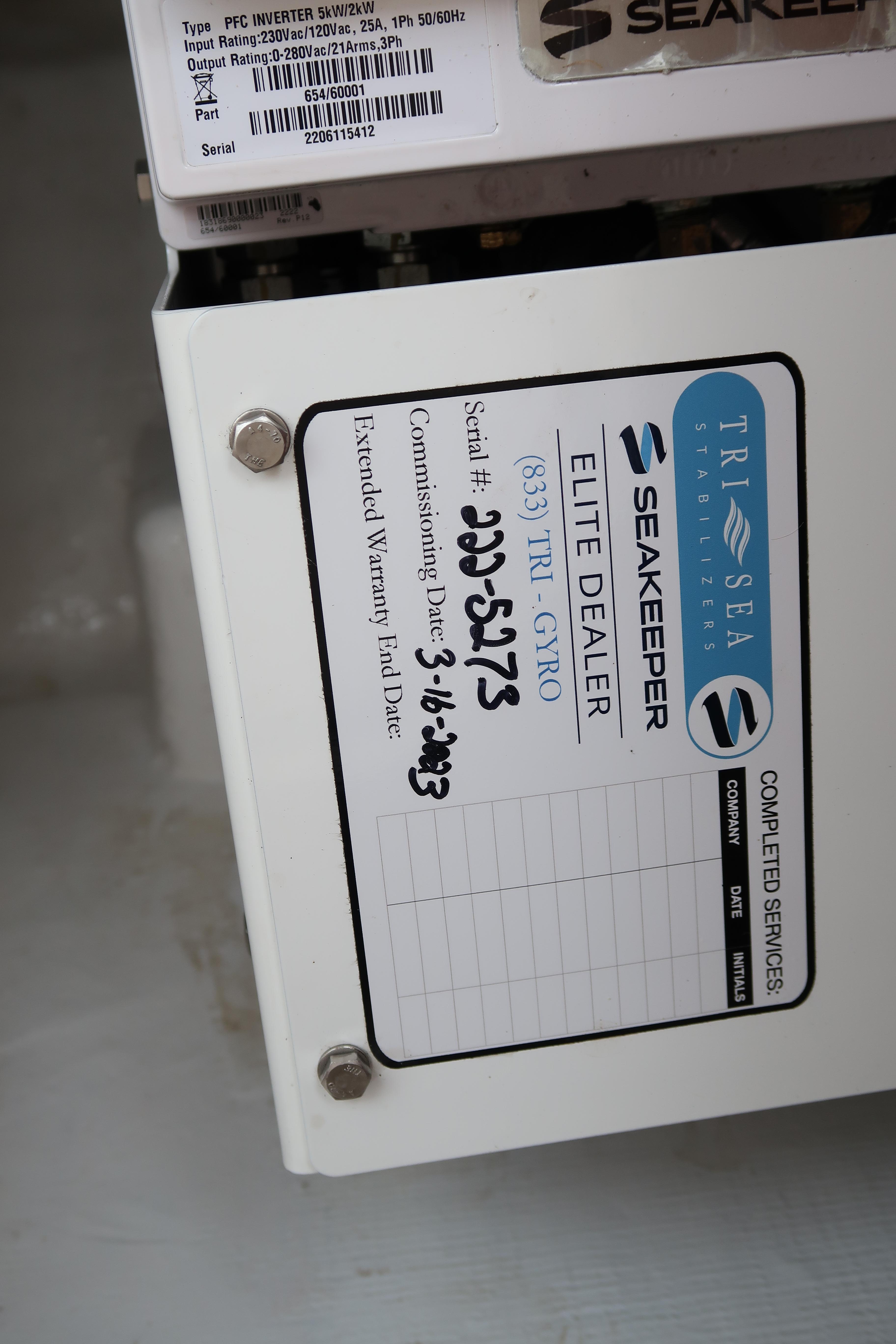 Seakeeper Elite Dealer label on 2016 Invincible 42 Open Fisherman boat.
