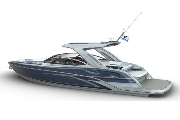 Manufacturer Provided Image: 2026 Formula 360 Crossover Bowrider I/O, sleek design, luxury boat, side view.