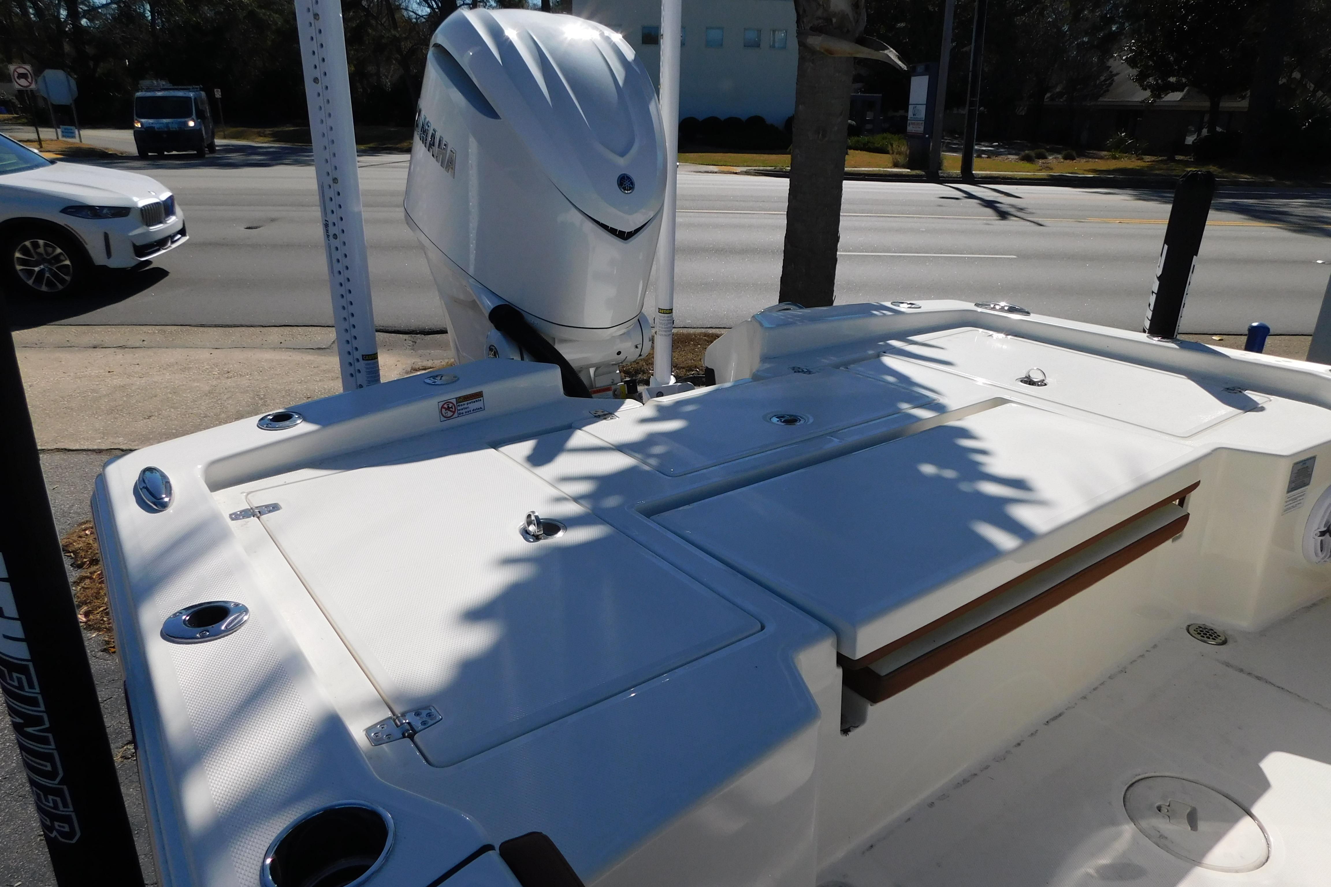 2026 Pathfinder 2600 TRS boat with Yamaha outboard engine, parked on roadside.