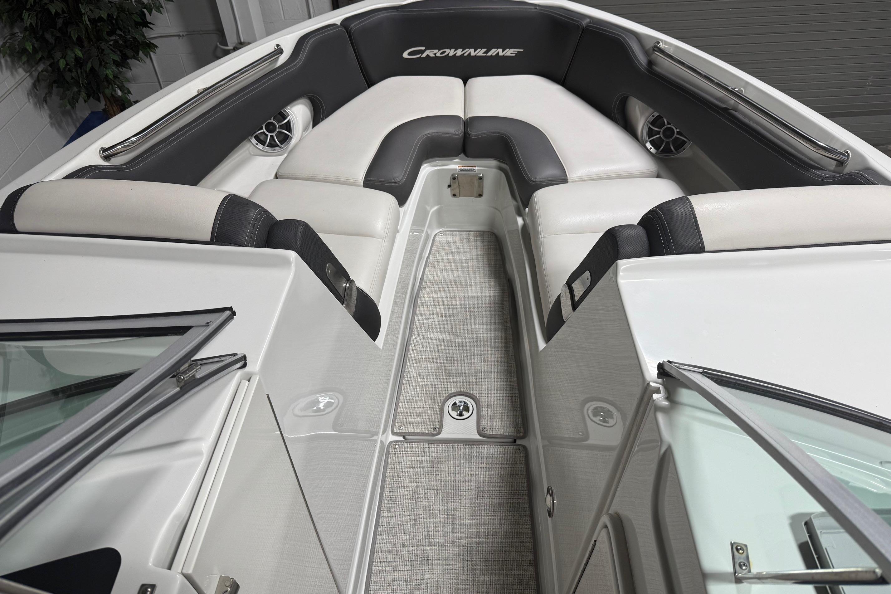 2023 Crownline 260 SS boat interior with plush seating and modern design.