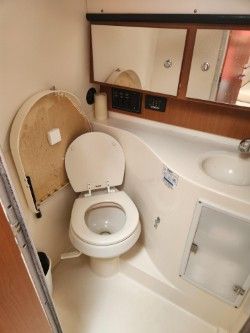 Bathroom in 2006 Wellcraft 330 Coastal boat.