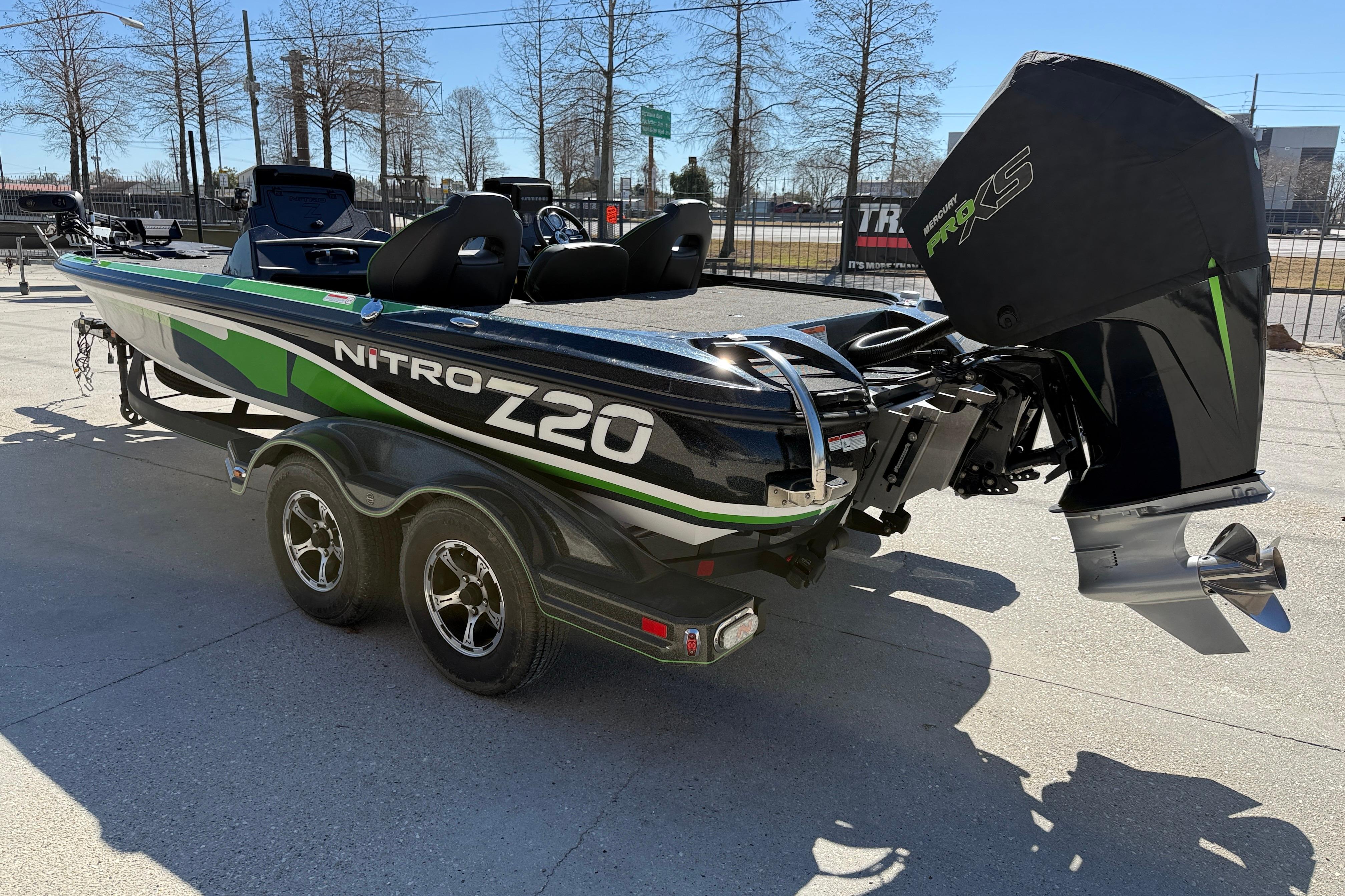 2020 Nitro Z20 boat with sleek design and powerful engine on a trailer.